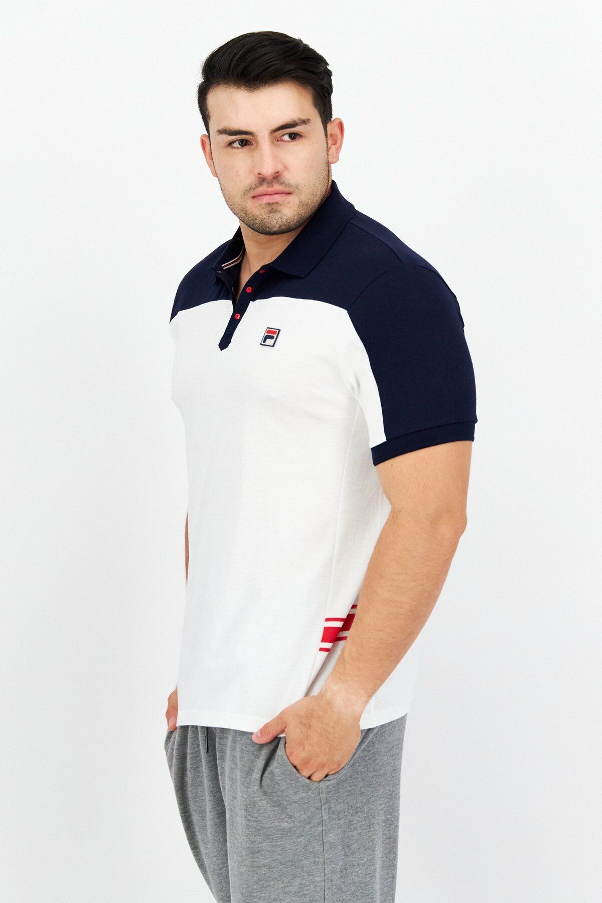 Fila-Men Sportswear Fit Short Sleeves Training Polo Shirt, White 3