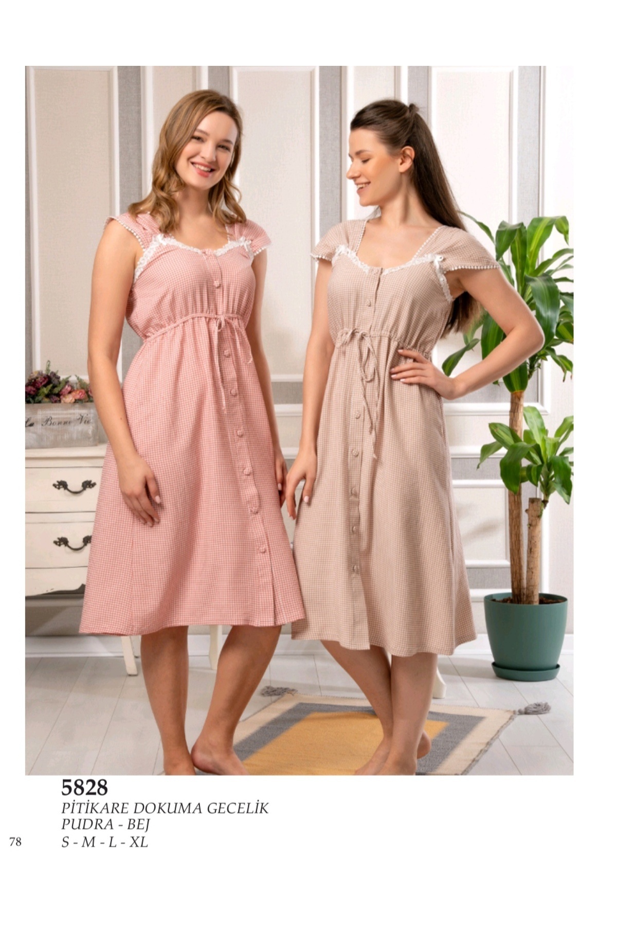 Bone Club-Pi̇ti̇kare Woven Nightgown 2