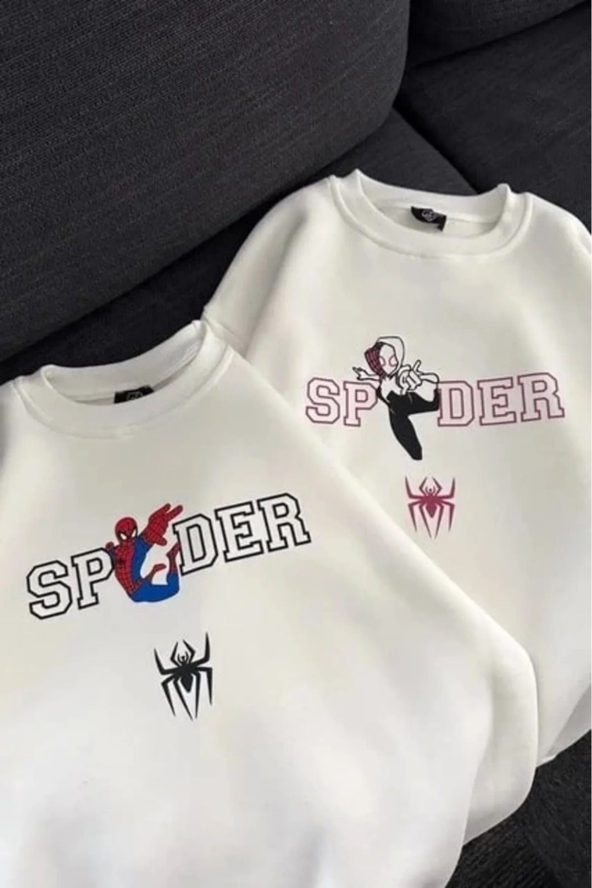 BROOD's 3 İplik Şardonlu Spider & Gwen Çift Sevgili Sweatshirt