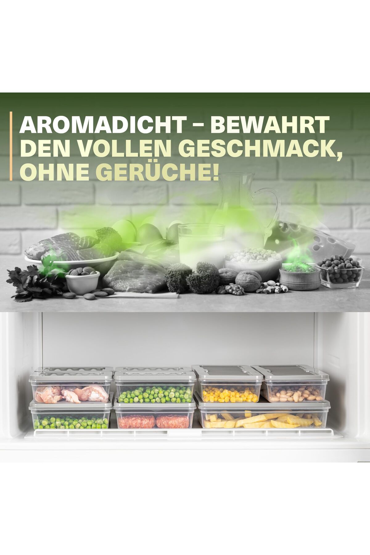 Viwares-Stapelbare Frischhaltedosen 20er Set, Gefrierfach & Kühlschrank Organizer mit Deckel 7