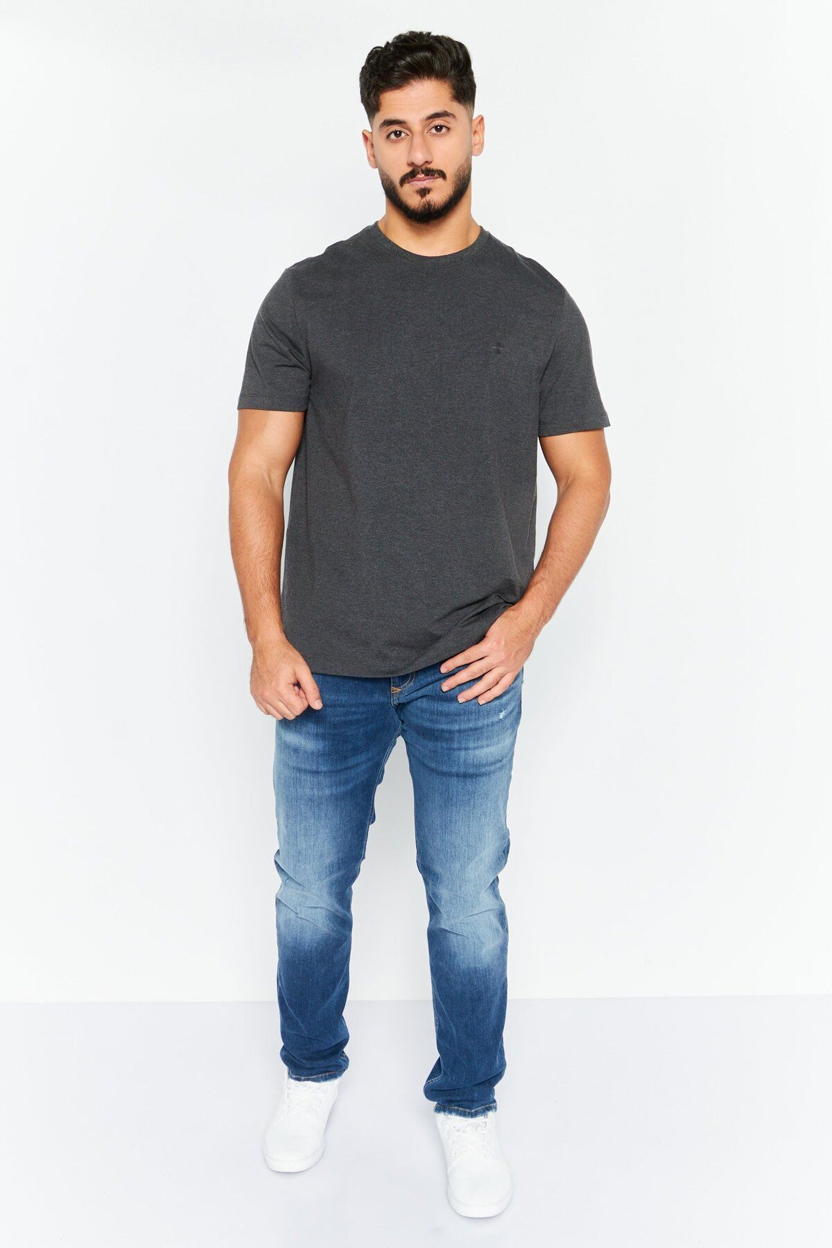Vince Camuto-Men Crew Neck Short Sleeves Heather T-shirt, Charcoal 2