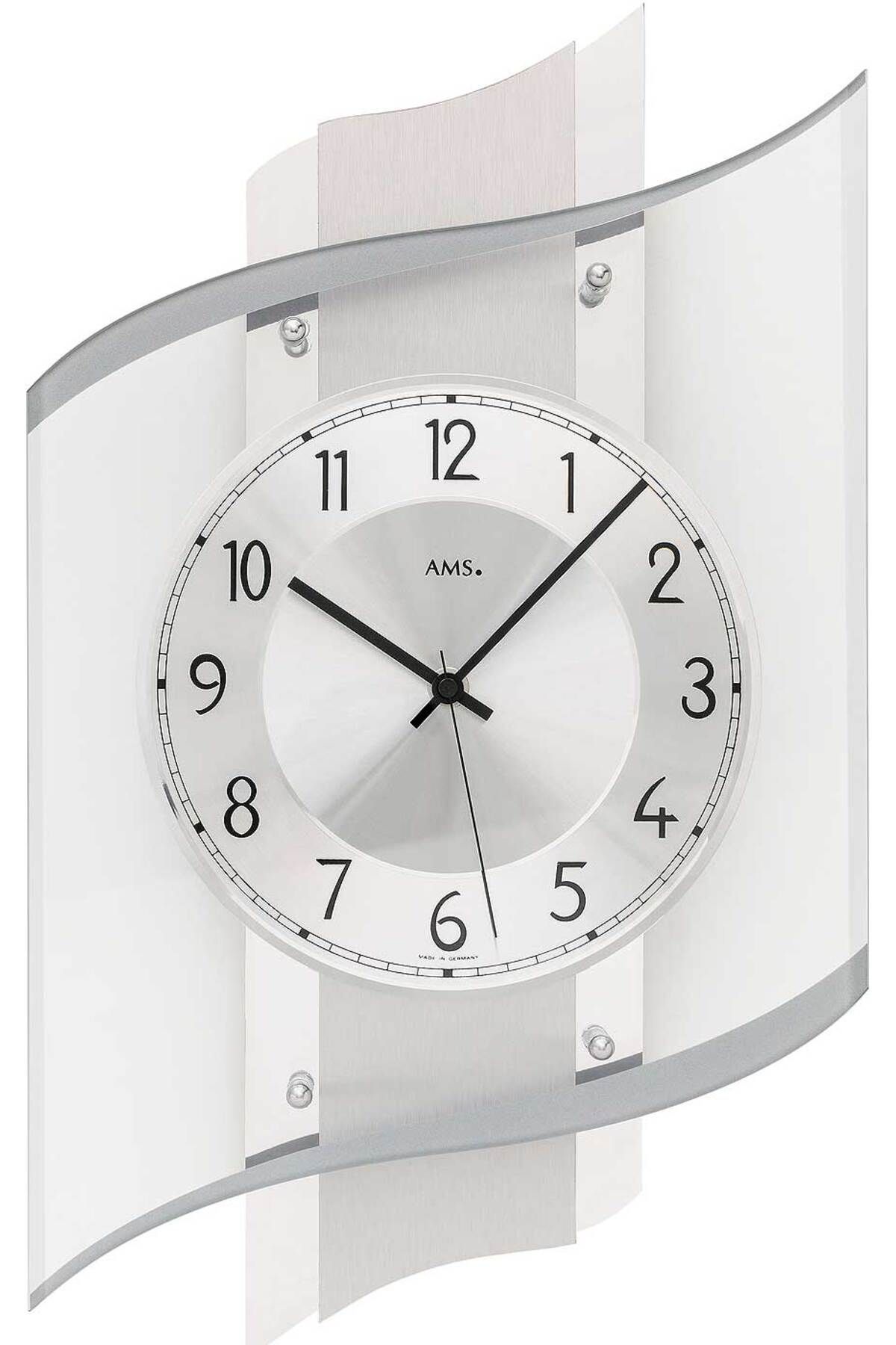 AMS Ceas De Perete 5516, Cuarț, Argintiu, Analogic, Modern - One Size