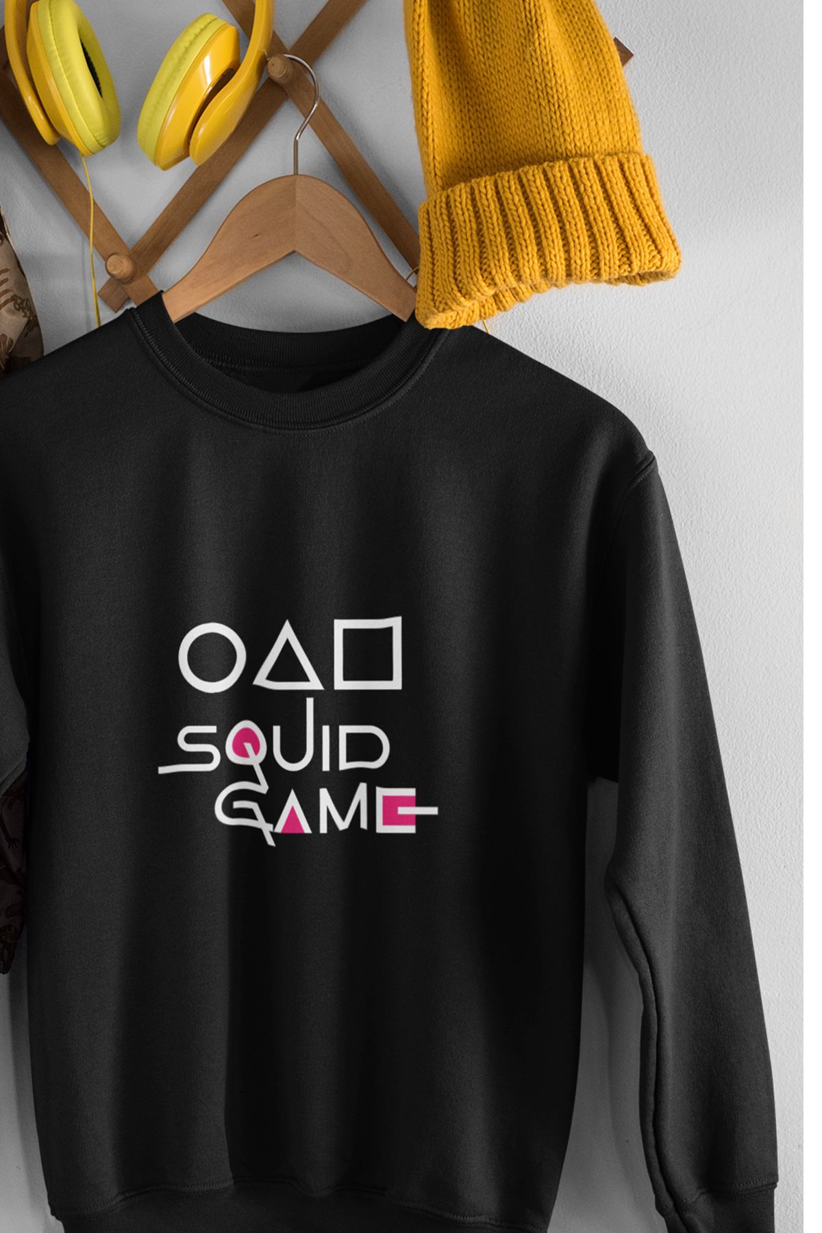 qoeuyl boutique Squid Game Sevgili, Arkadaş, Doğum Günü Hediyelik Unisex Baskılı %100 Pamuk Bisiklet Yaka Sweatshirt