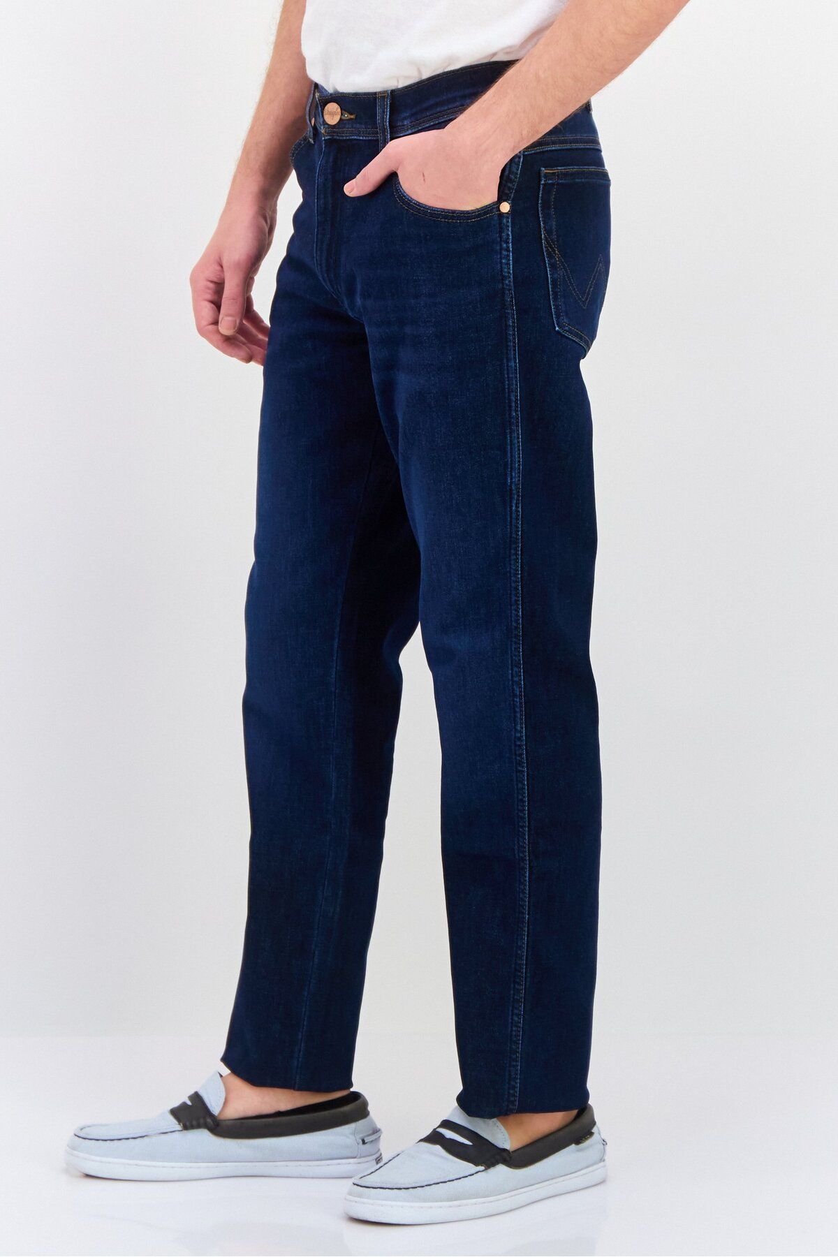 WRANGLER-Men Slim Fit Wash Stretchable Denim, Navy 2