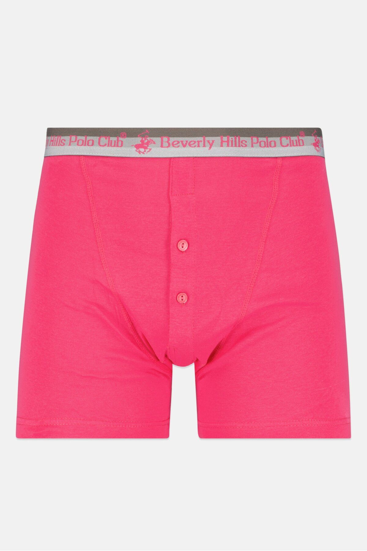 Beverly Hills Polo Club-Men 3 Pack Brand Logo Button Fly Boxer Brief, Pink 5