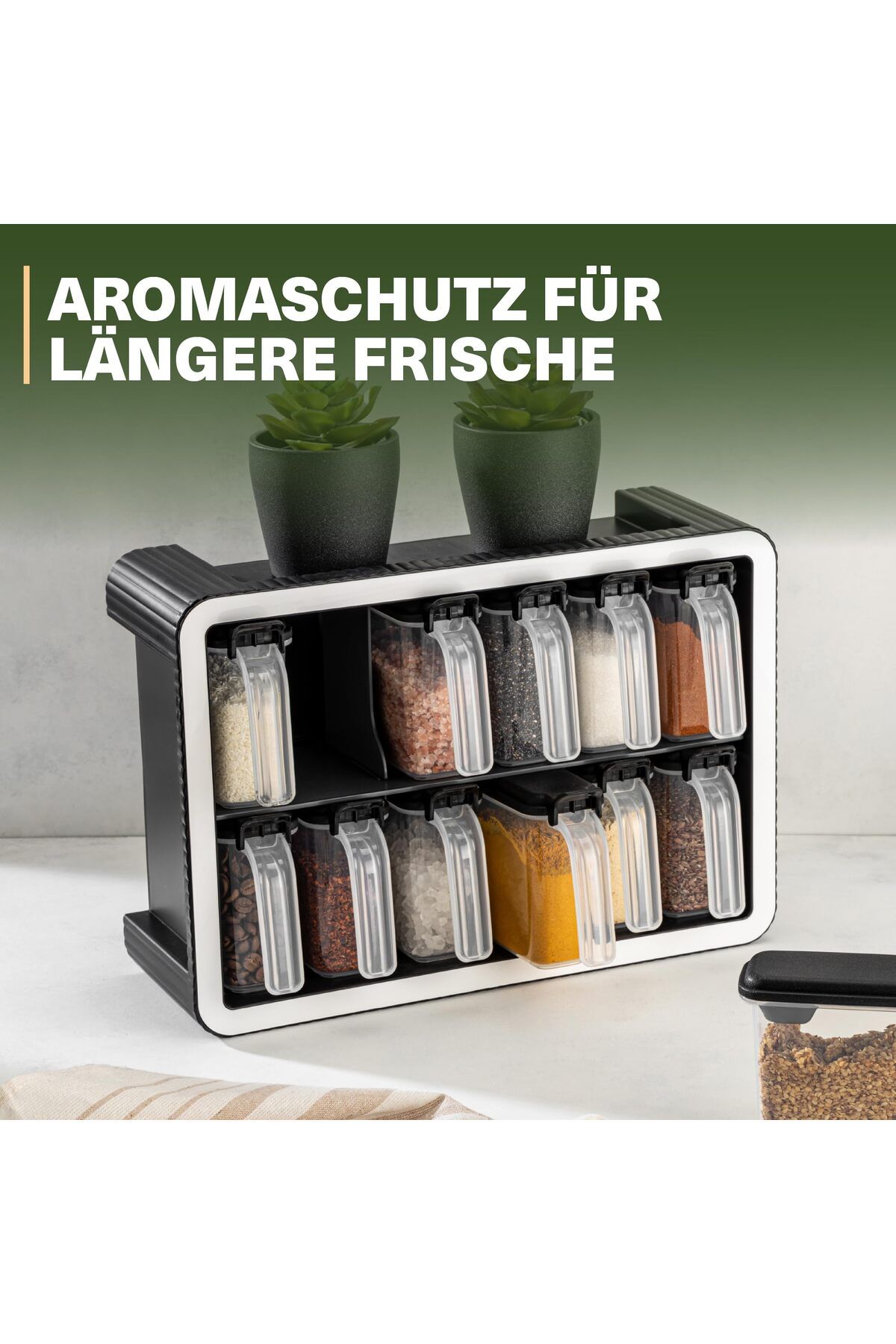 Viwares-Gewürzdosen 12er Set mit Wandhalterung und Löffeln, Luftdicht, BPA-frei, Transparent 4