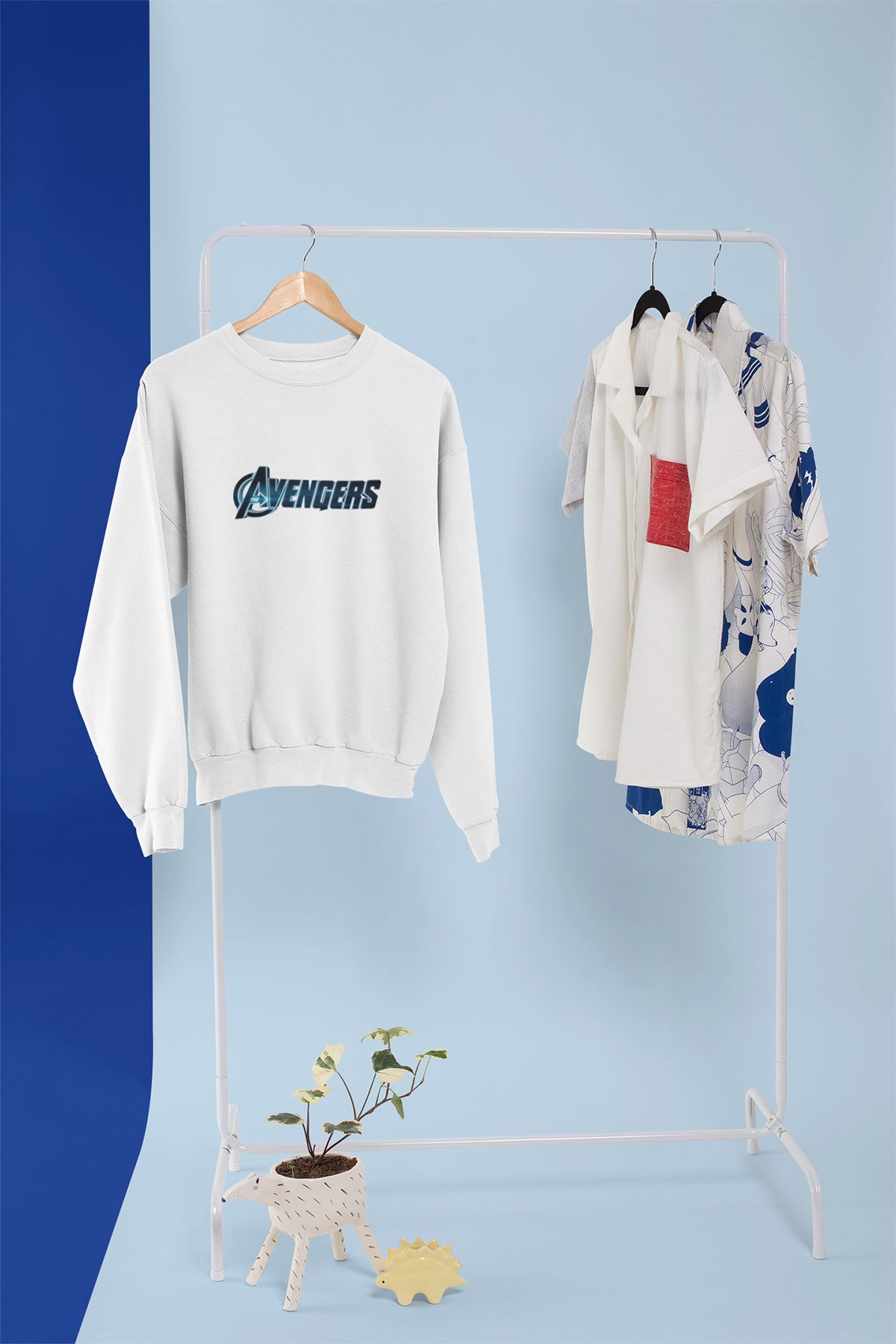 qoeuyl boutique Avengers Baskılı Hediyelik Unisex %100 Pamuklu Bisiklet Yaka Sweatshirt