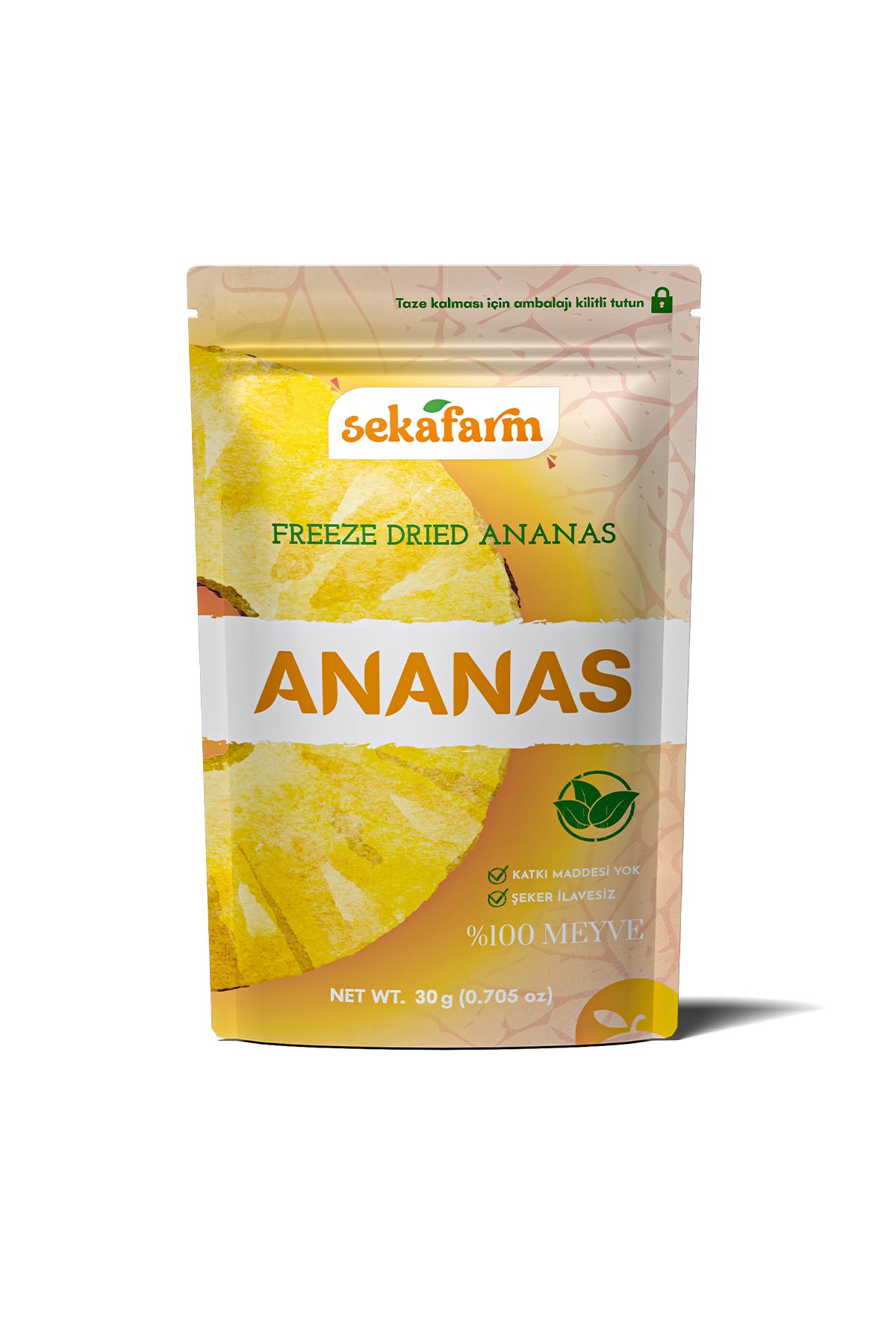 sekafarm Freeze Dried Ananas, Dondurularak Kurutulmuş Meyve Cipsi, Freeze Dry Meyve Kurusu 20gr