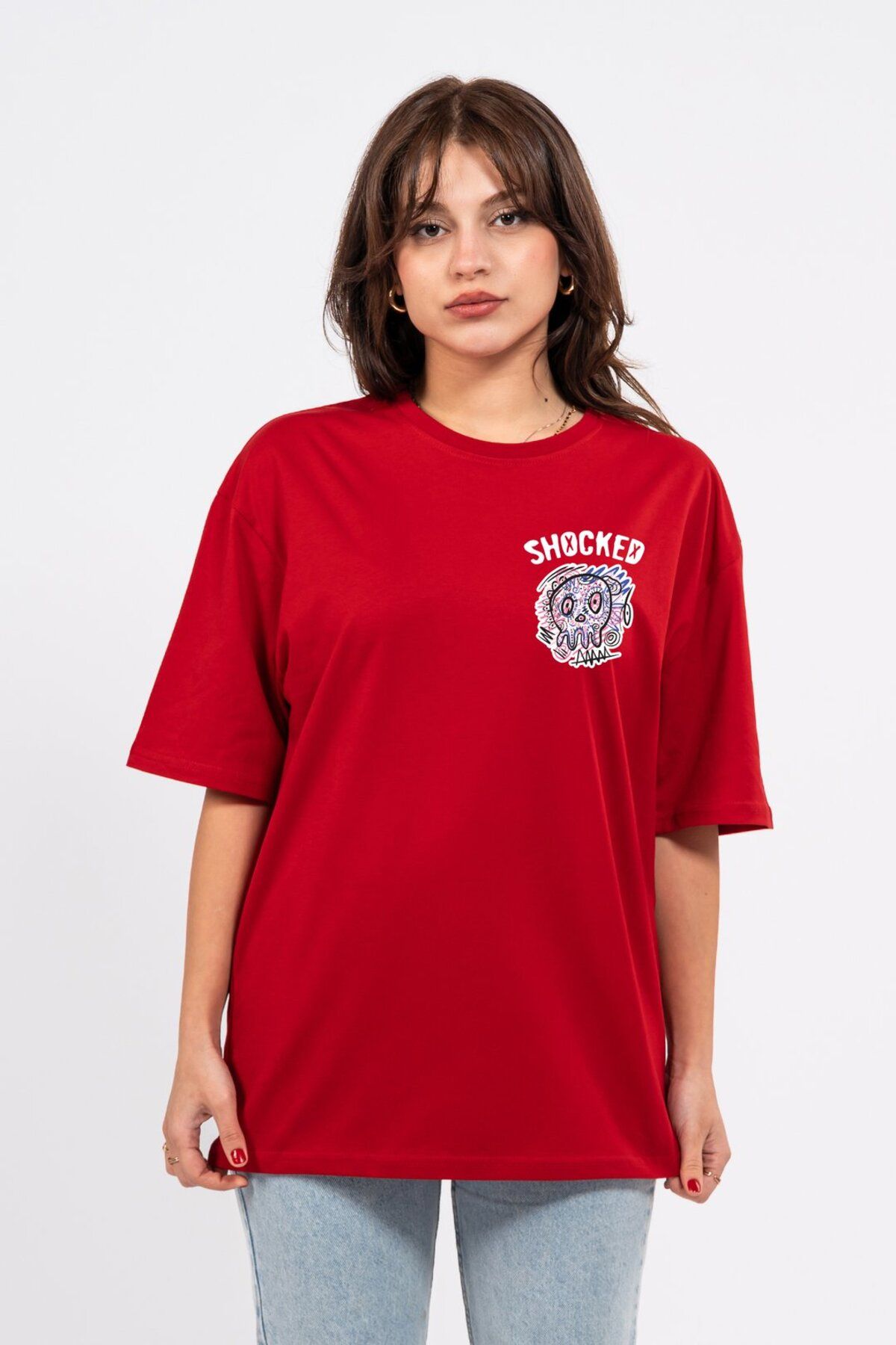 LUMARTA Oversize Göğüste Shocked Baskılı Tshirt