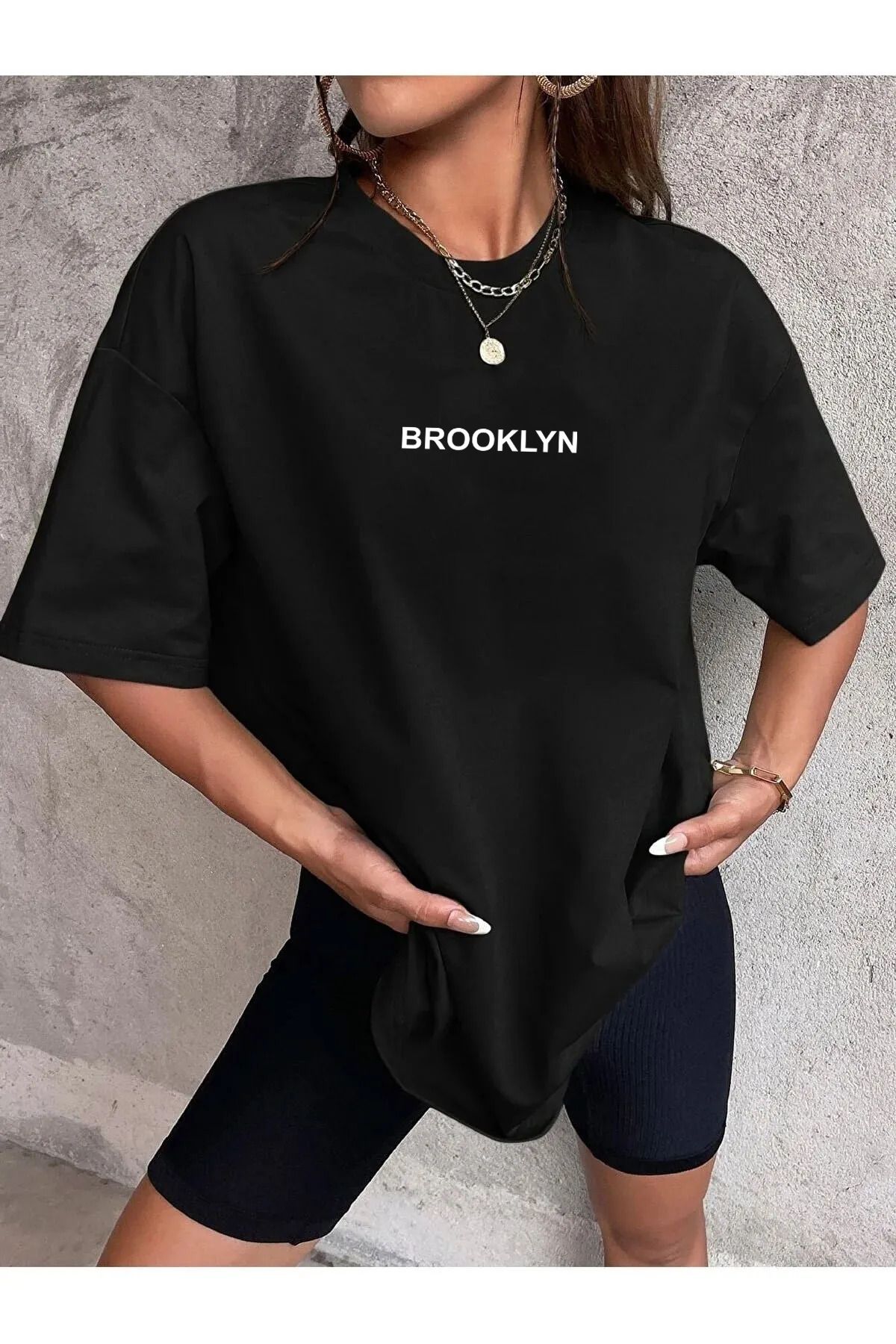 M&A ONE PİECE Kadın Brooklyn Baskılı Oversize T-shirt