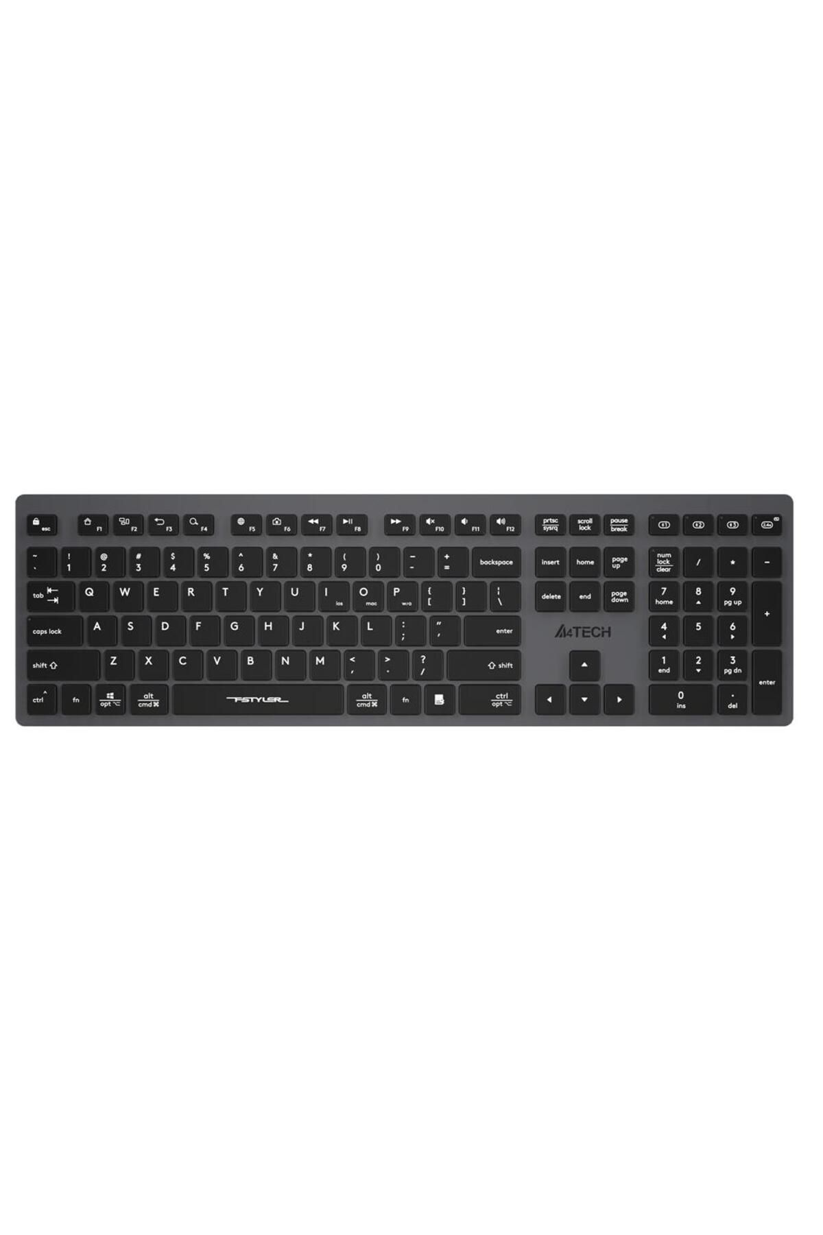 Vobotek Teknoloji A4 Tech Fstyler FBX50C Gri Bluetooth+2.4G Nano Fn Şarjlı Multimedya Klavye