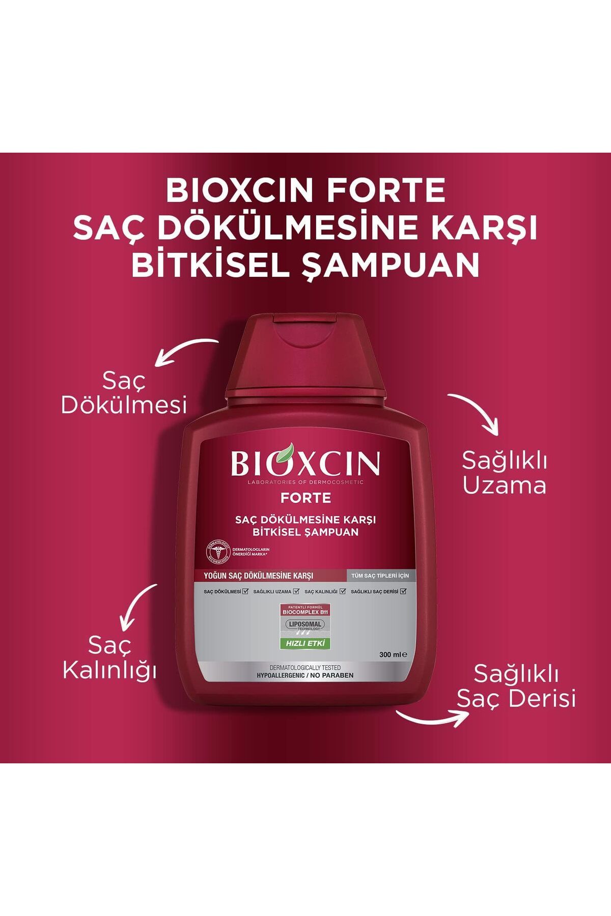 Bioxcin-Forte Yoğun Saç Dökülmesine Karşı Bitkisel Şampuan 300ml x 4 Adet + 1 Adet 100ml Jel Hediye 2