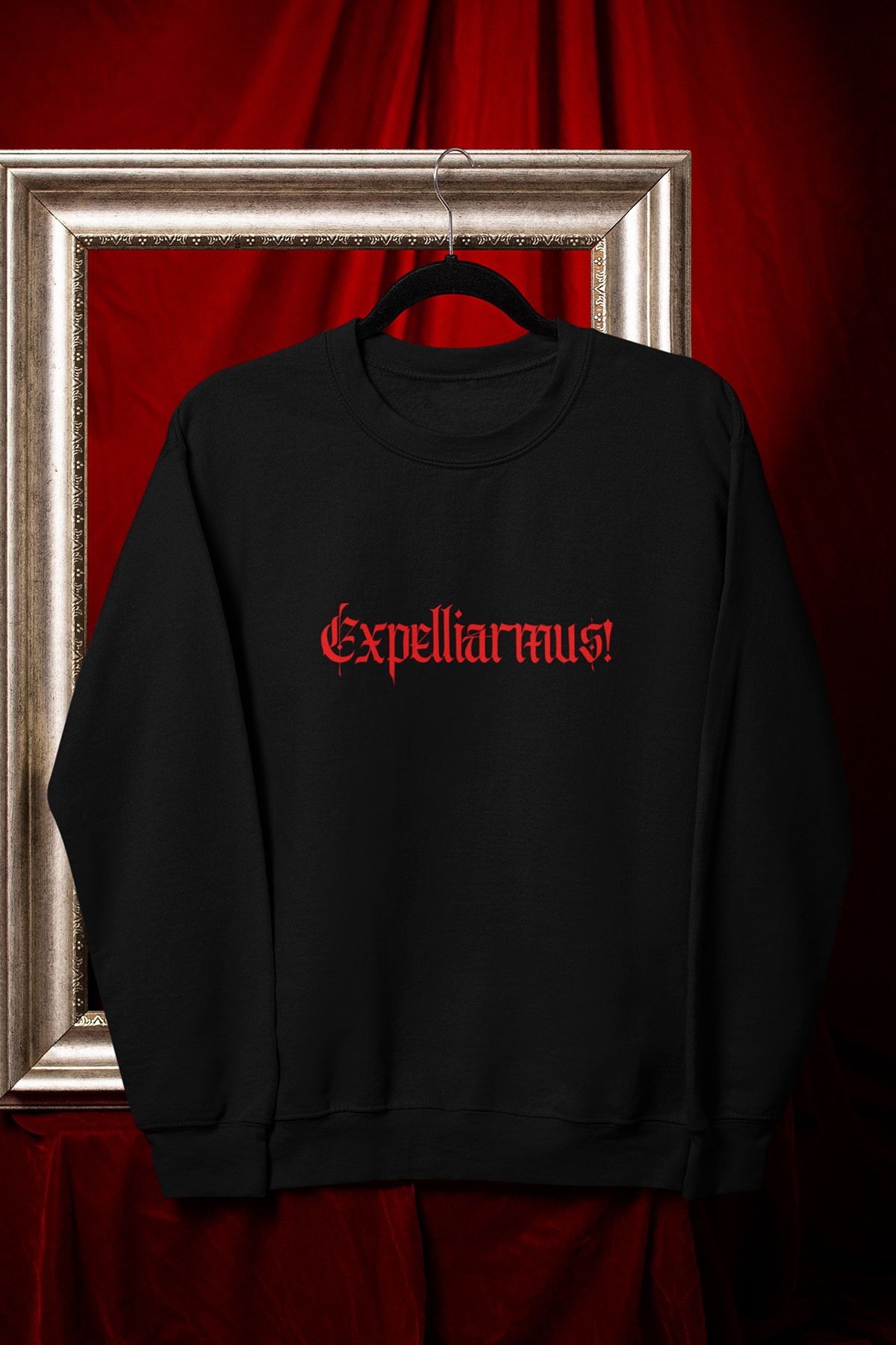 qoeuyl boutique Expelliarmus Yazı Baskılı Harry Potter Hediyelik Unisex %100 Pamuklu Bisiklet Yaka Sweatshirt