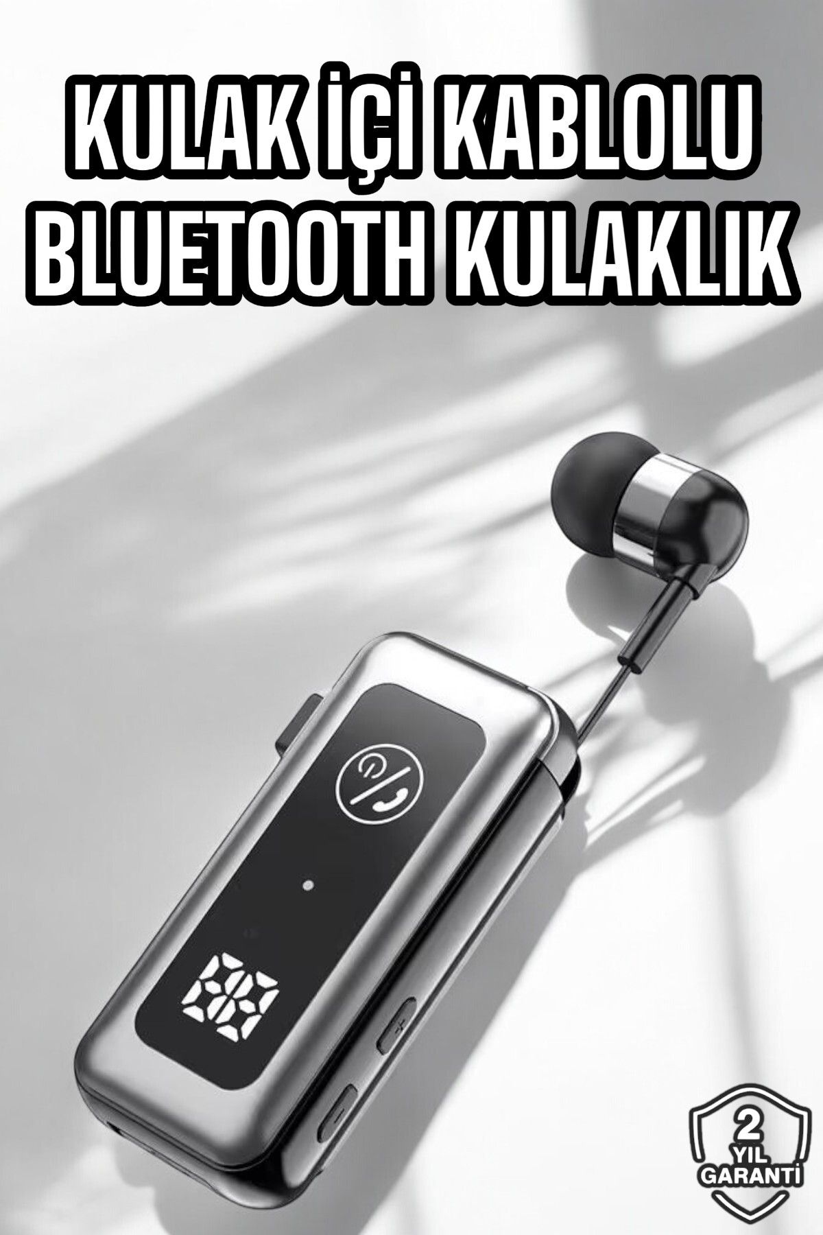 BellaThec Makaralı Tasarım Bluetooth Kulaklık - Uzun Kullanım Süresi, Şık ve Hafif, Dijital Pil Göstergesi