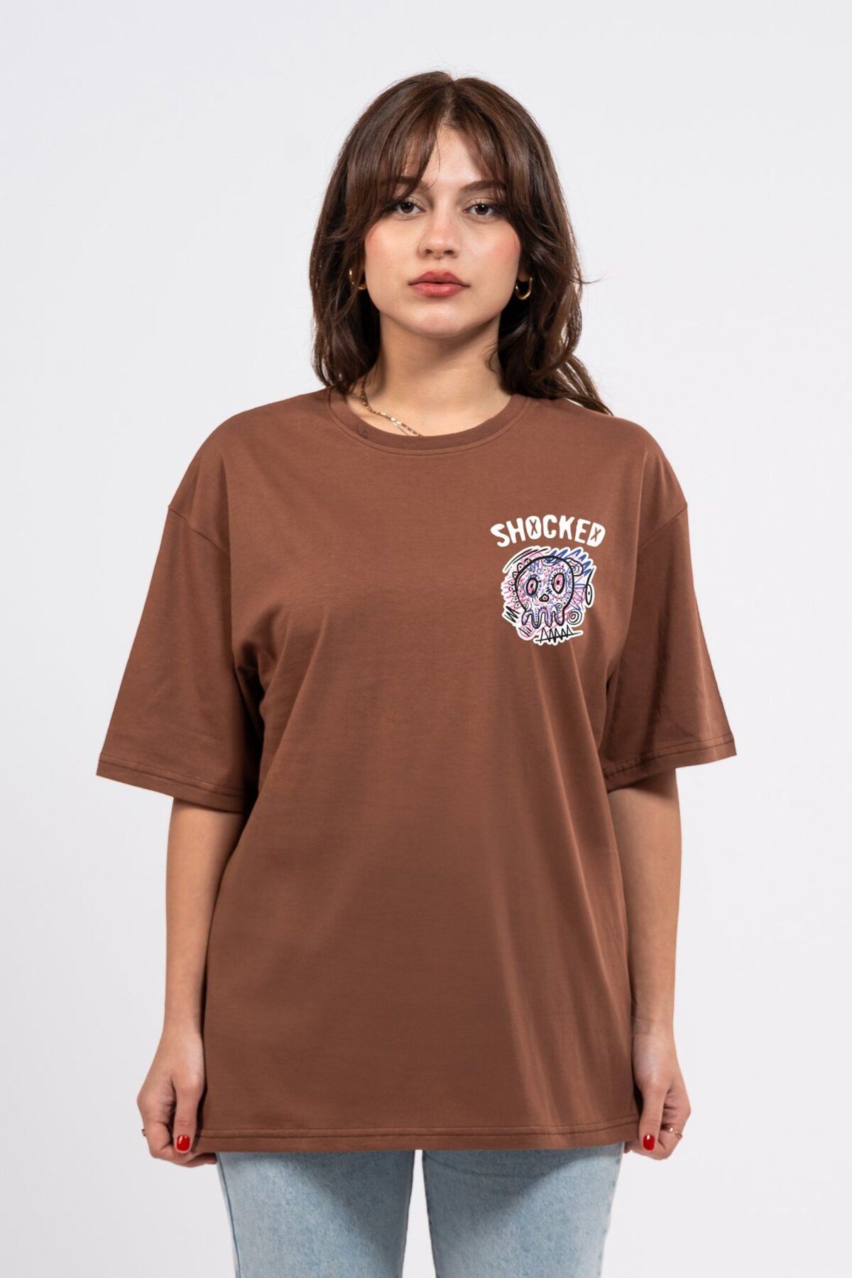 LUMARTA Oversize Göğüste Shocked Baskılı Tshirt