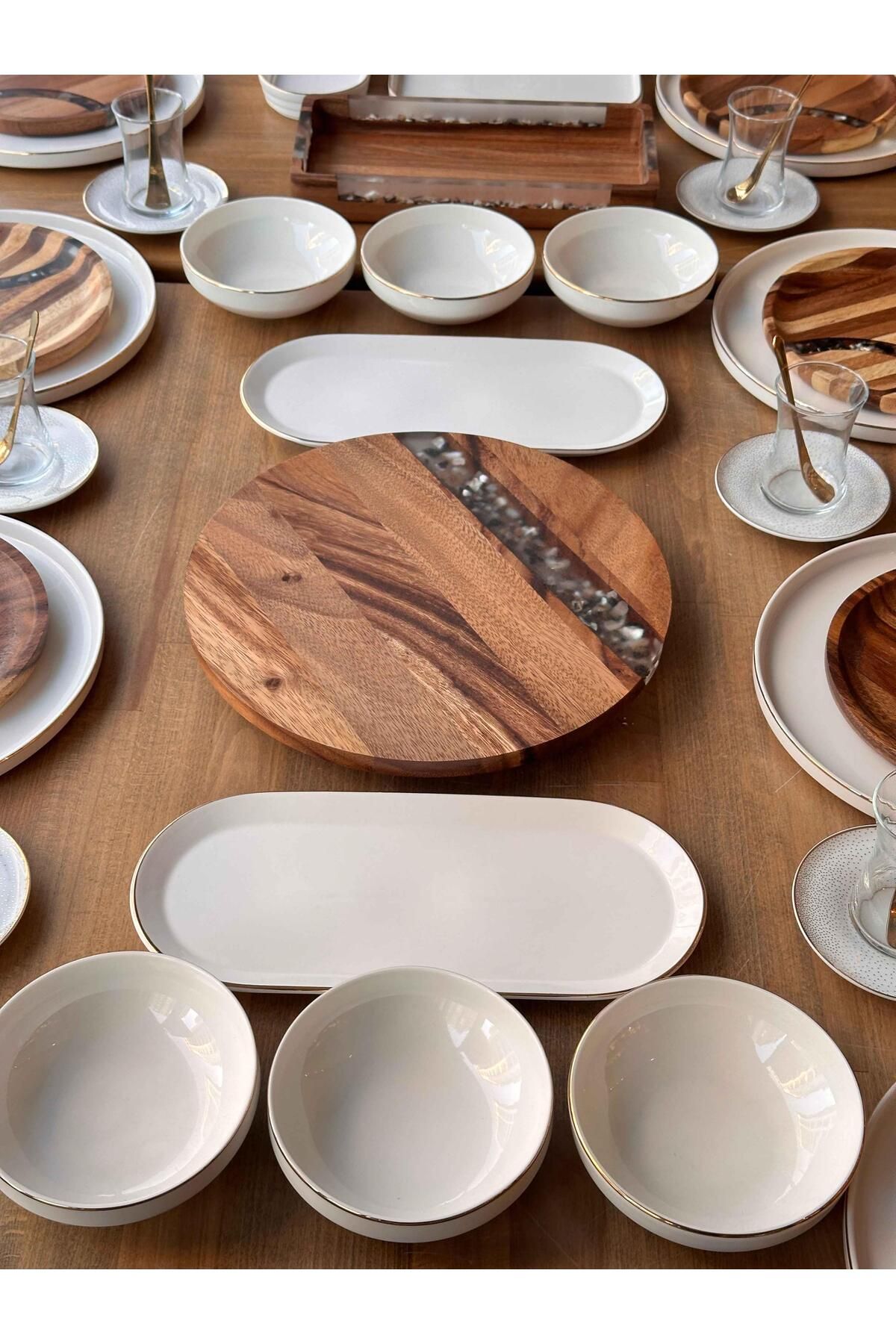 ROSSEV-Modern Acacia Breakfast Set - 85 Pieces, 12 People 3