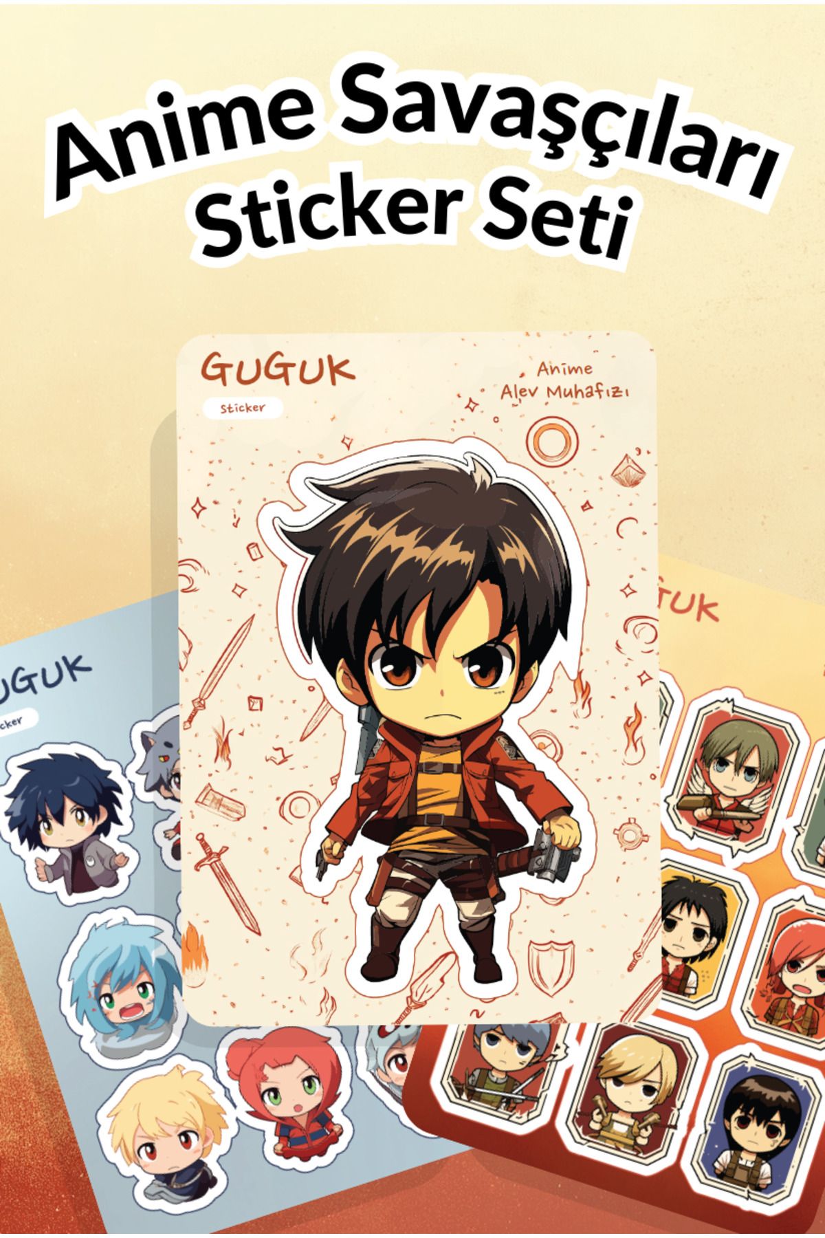 GUGUK Anime Savaşçıları Sticker Yaprakları