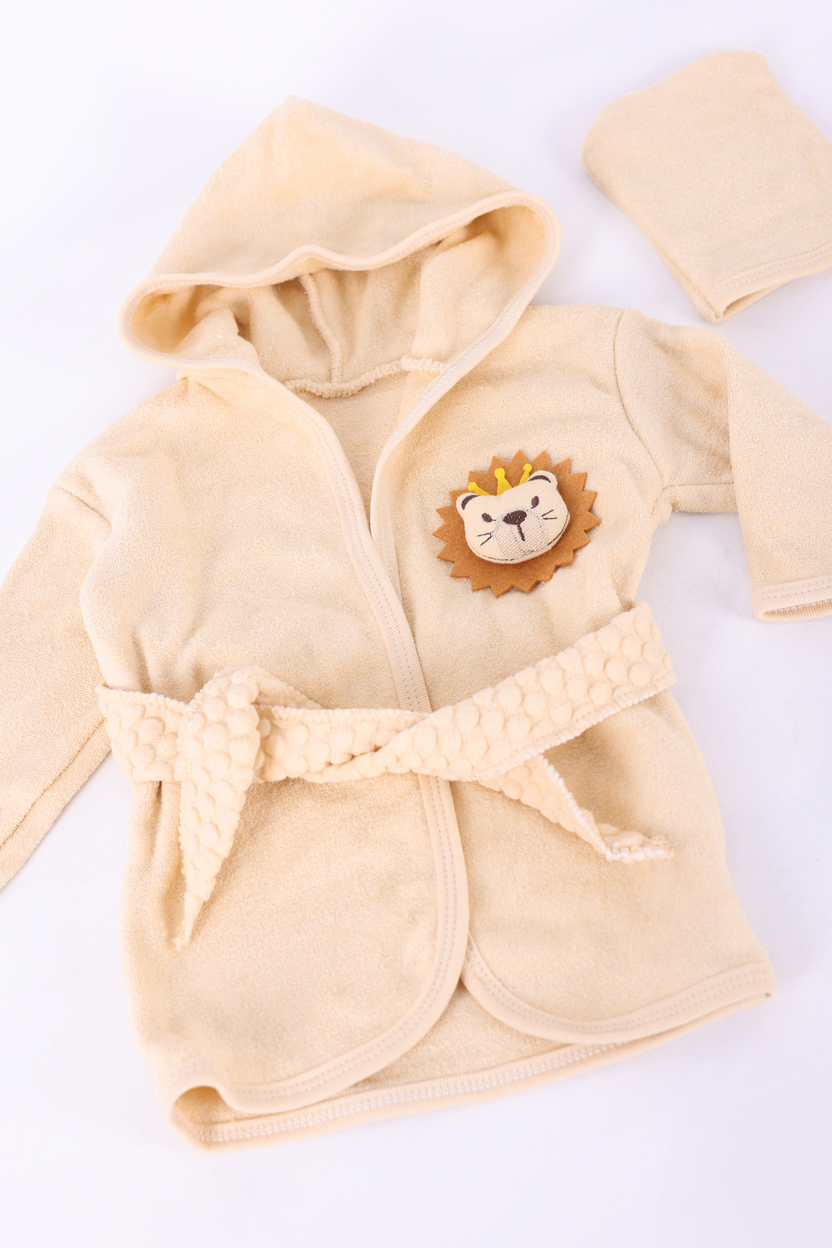 VaVbaby Organik Bambu Bebek Havlu Bornoz Seti Bebek Havlu Kundak Lion fotoğrafı 3 (önizleme)