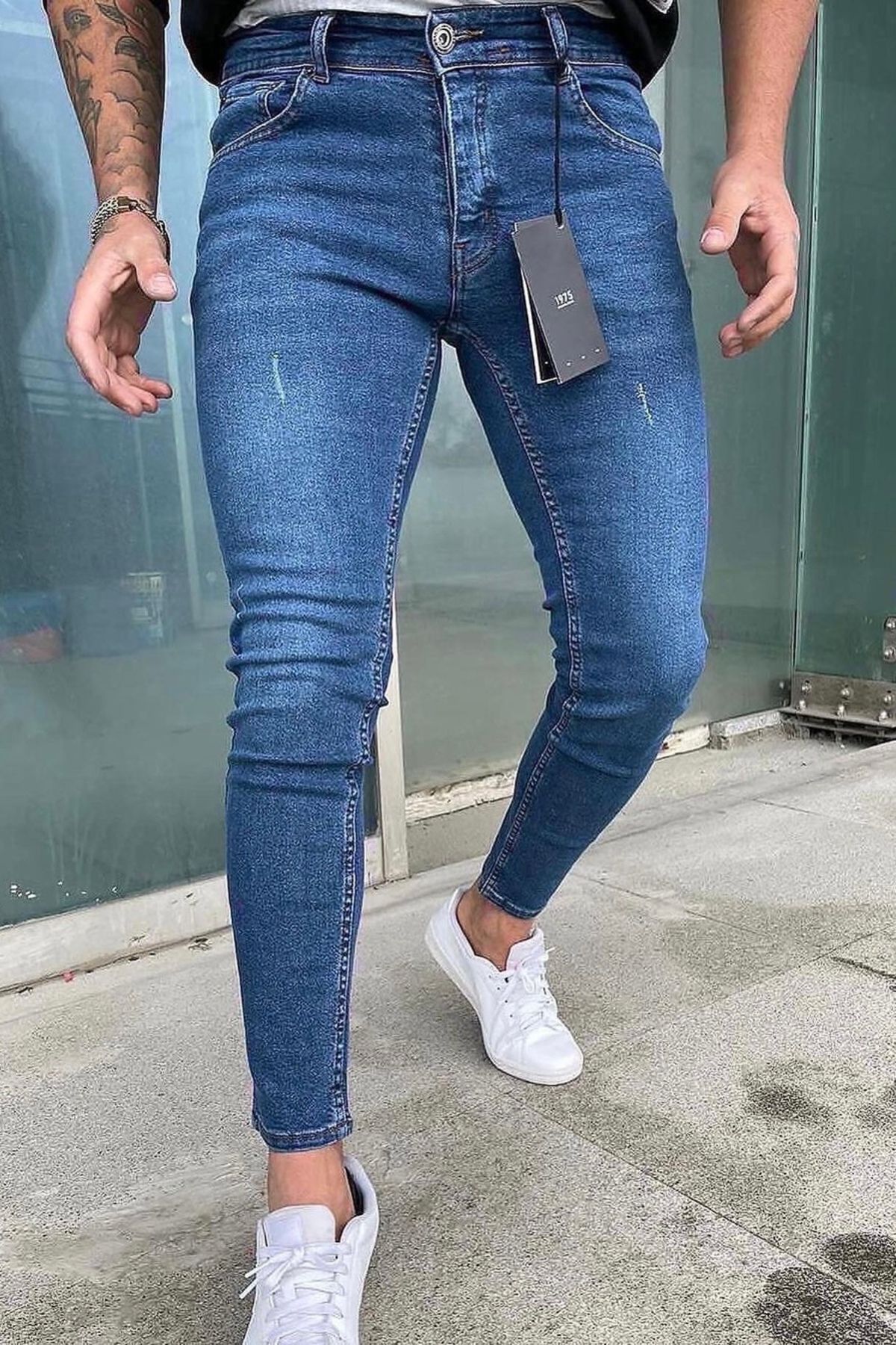 Gussi Erkek Mavi Slim Fit Likralı Esnek Jeans Kot Pantolon