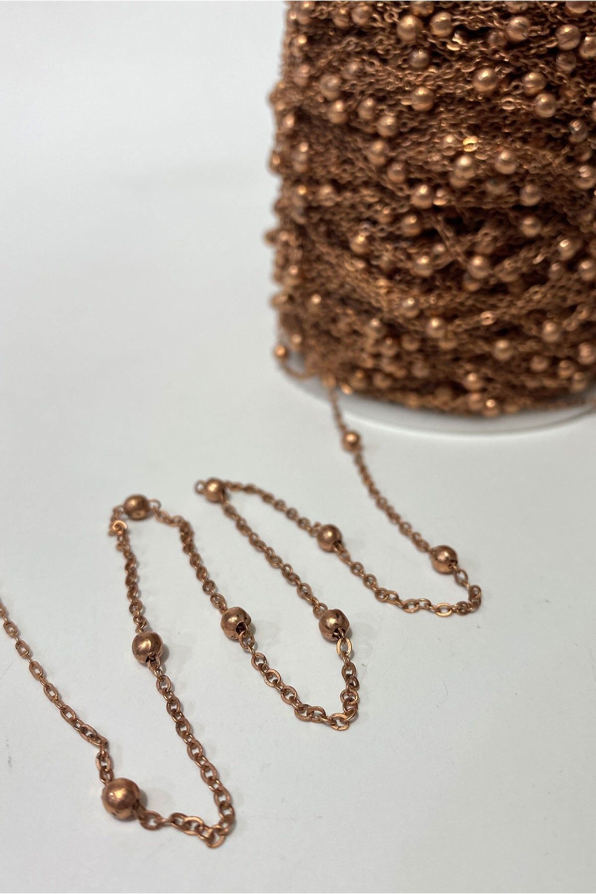 Hayalperest boncuk-Copper Color Metal Bulk Necklace Chain 50 Mt 3