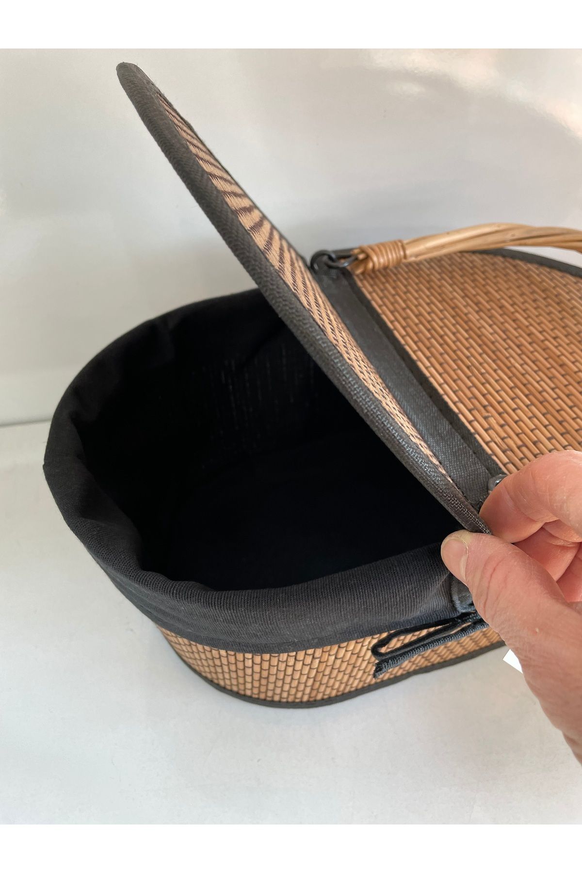 Kayra Stone-Wicker Basket, Set of 2, Organizer, Organizer, Kitchen Basket, Large 33*23cm Small 28-18cm 4