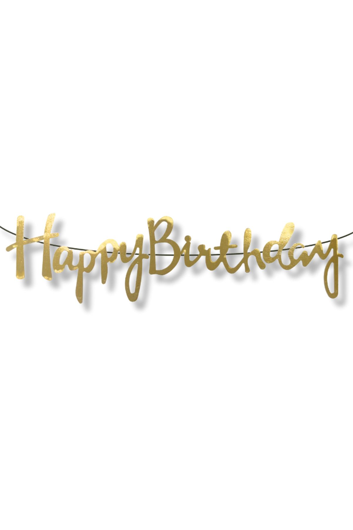 Paparti Gold Happy Birthday Kaligrafi Banner Doğum Günü Parti Süsü