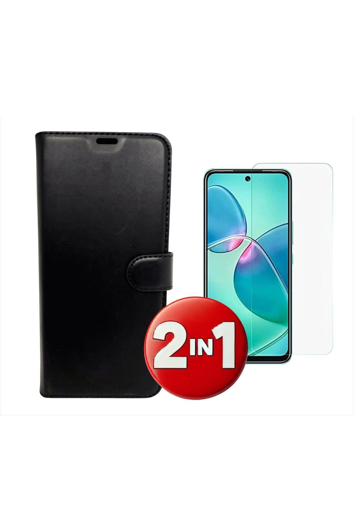 BLUETECH Xiaomi Redmi 9C Elite Kapaklı Ekran Koruyucu Hediyeli Cüzdanlı Kart Bölmeli Kılıf