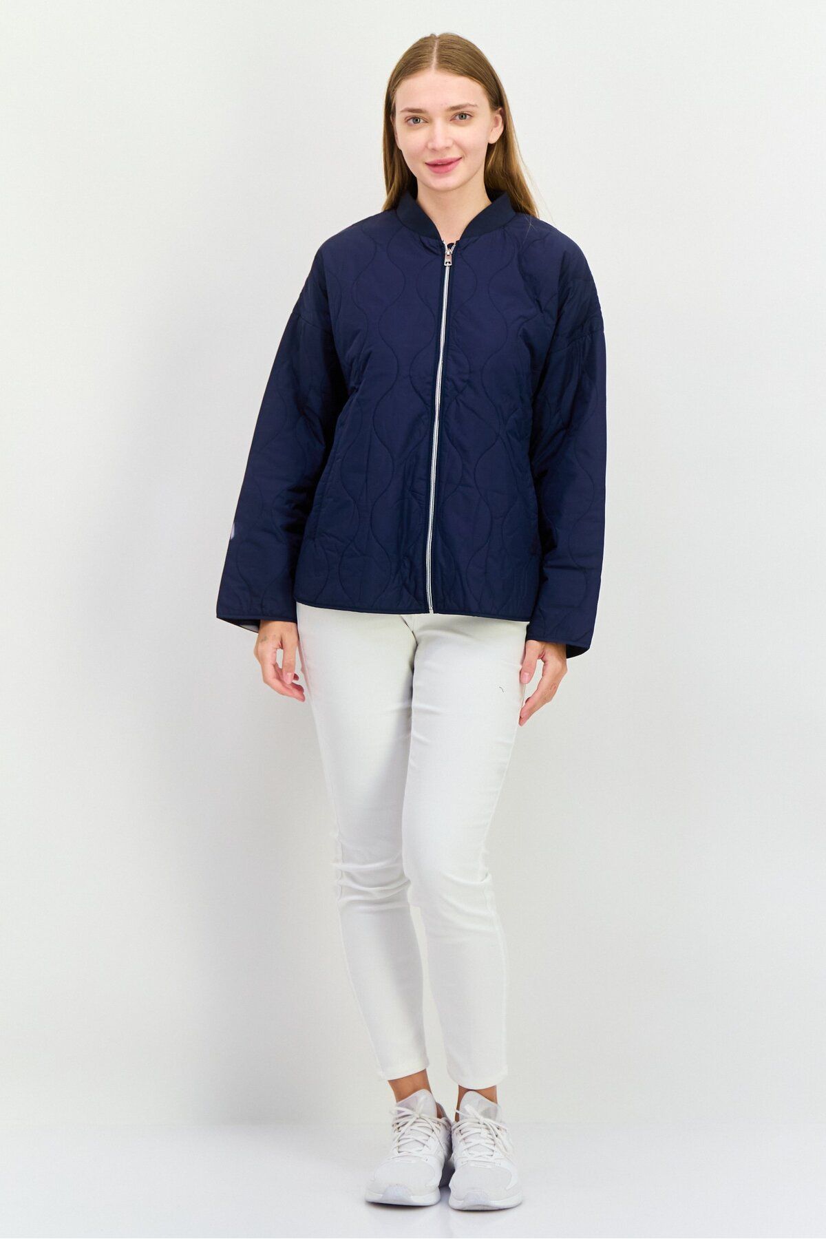 Esprit-Women Long Sleeve Quilted Jacket, Navy 4