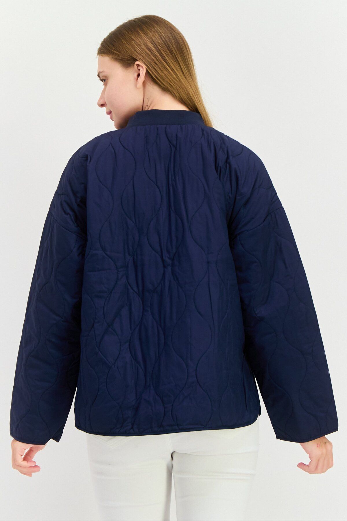 Esprit-Women Long Sleeve Quilted Jacket, Navy 3