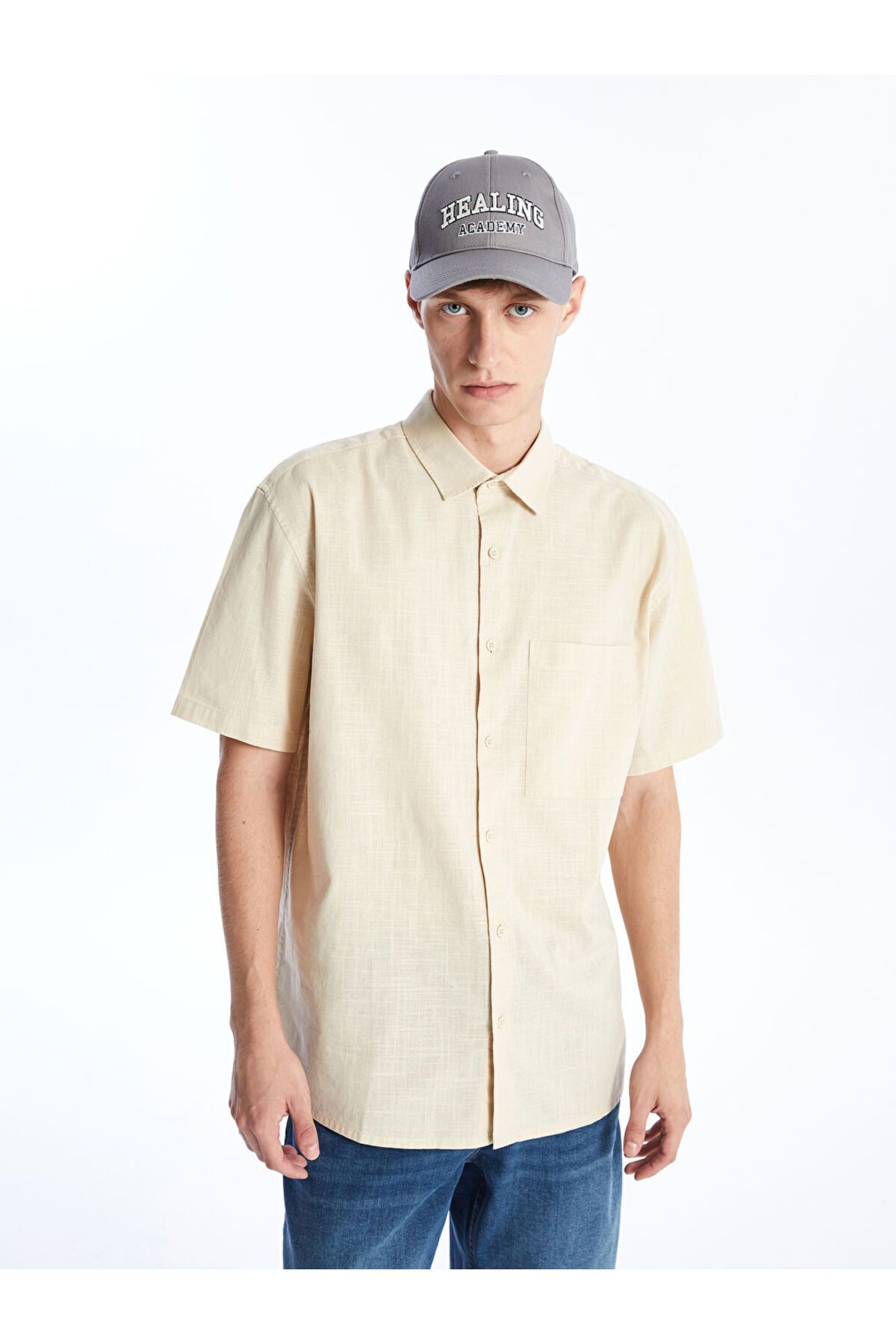 LC Waikiki Yeni Sezon Regular Fit Kisa Kollu Poplin Erkek Gomlek - S4DR89Z8