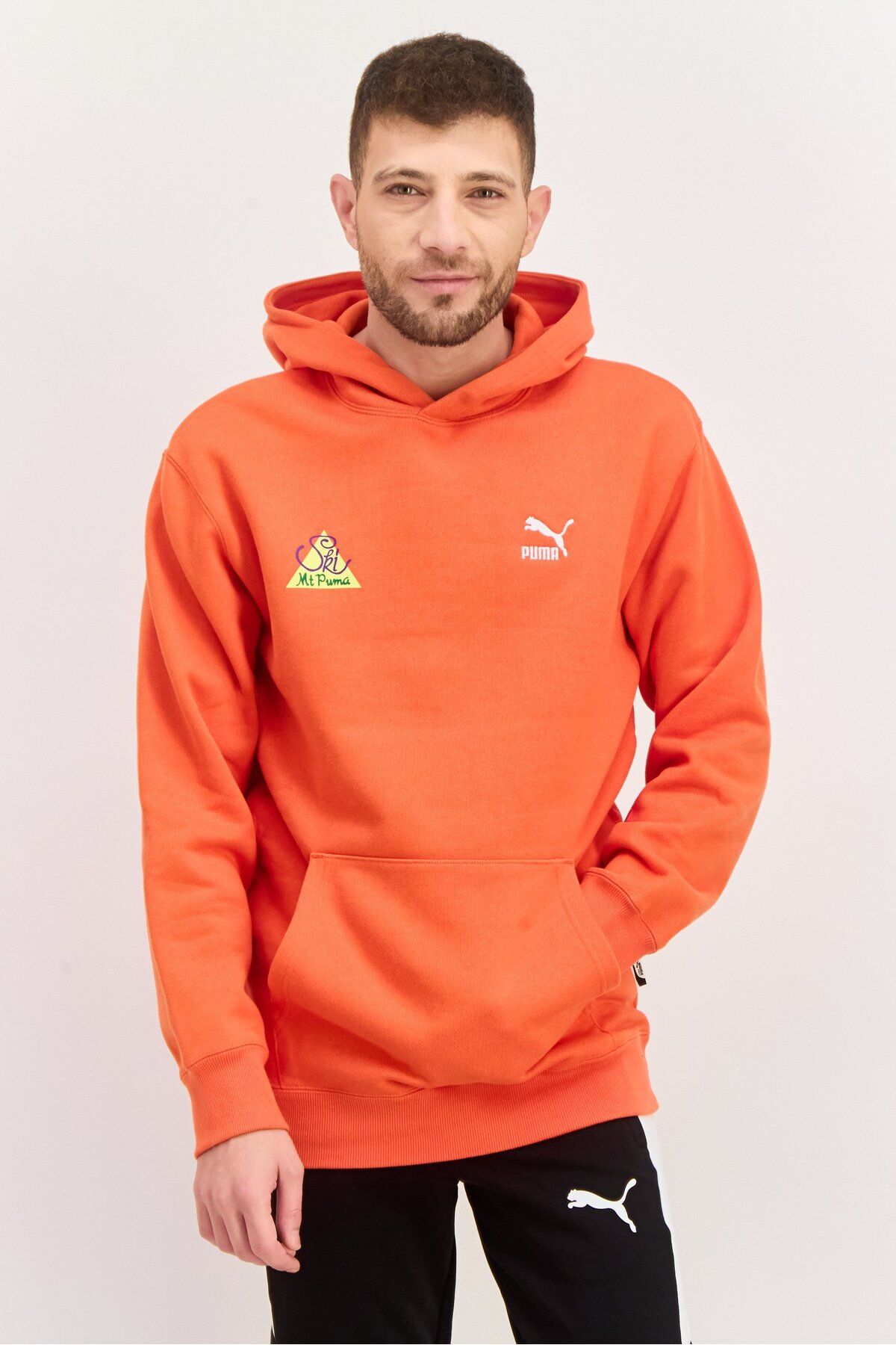 Puma-Men Sportswear Fit Outdoor Hoodies, Dark Papaya 1