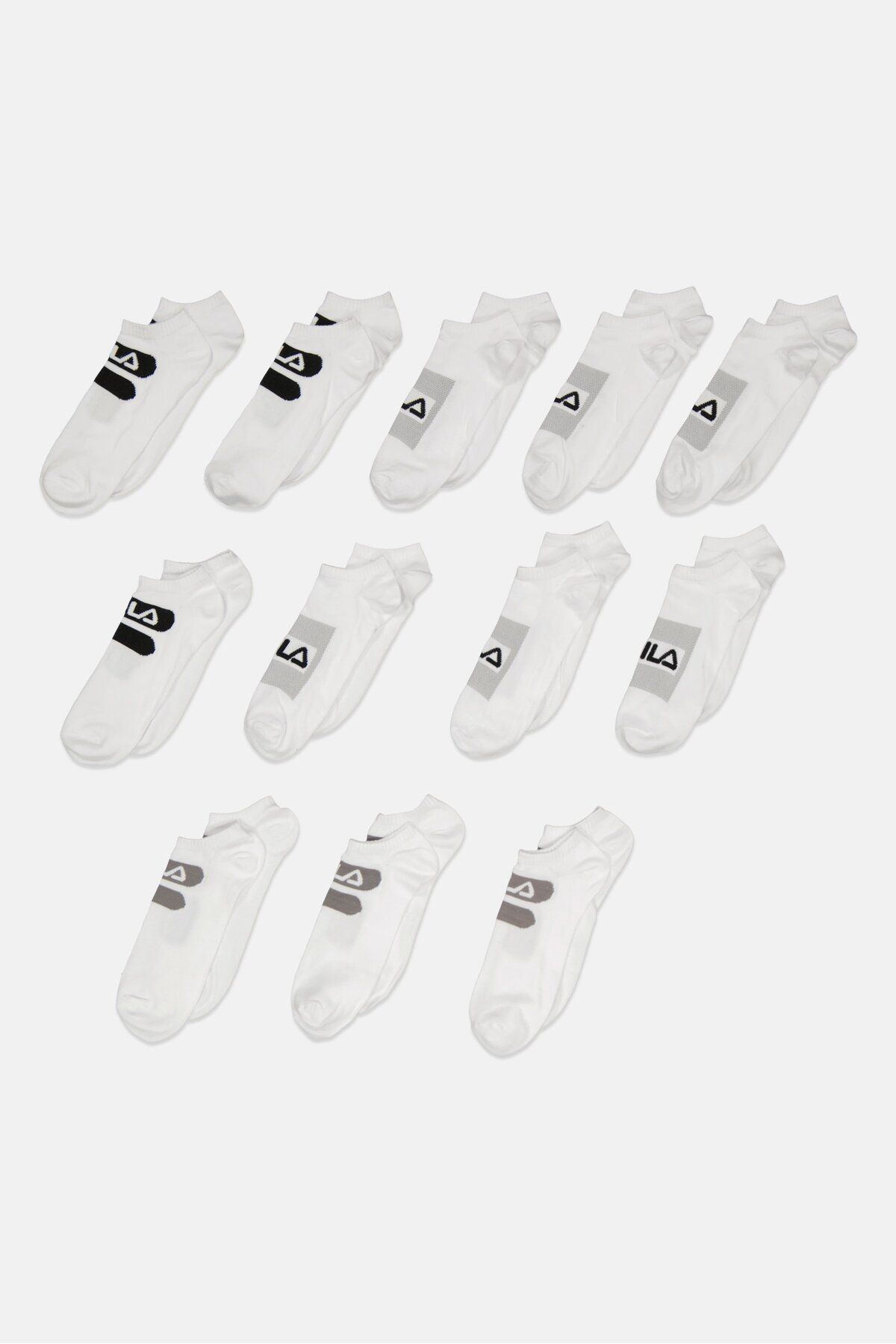 Fila-Men 12 Pair Brand Logo Ankle Socks, White 1