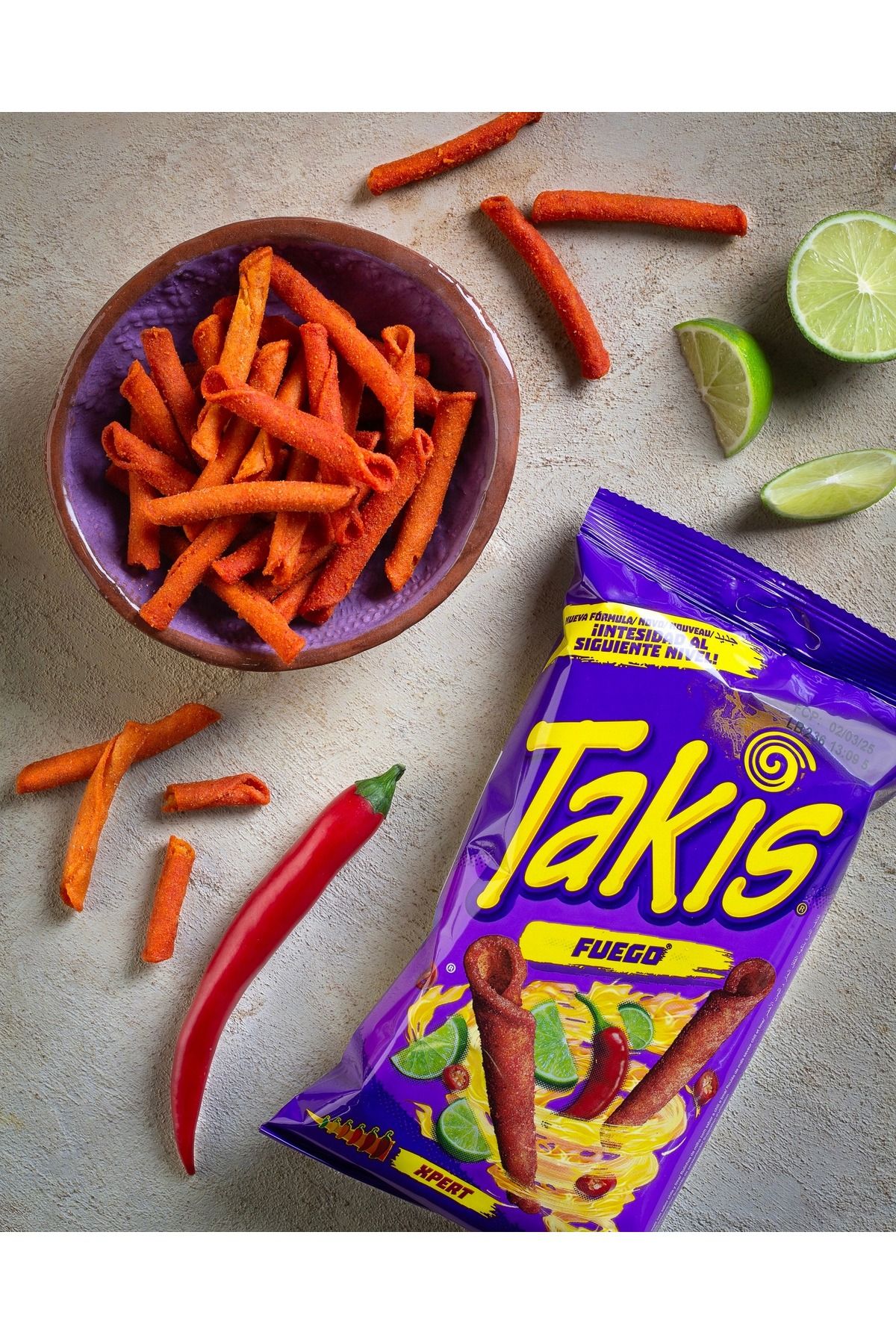 Takis Fuego / Kırmızı Acı Biber ve Misket Limon Aromalı Mısır Cipsi 90 Gr