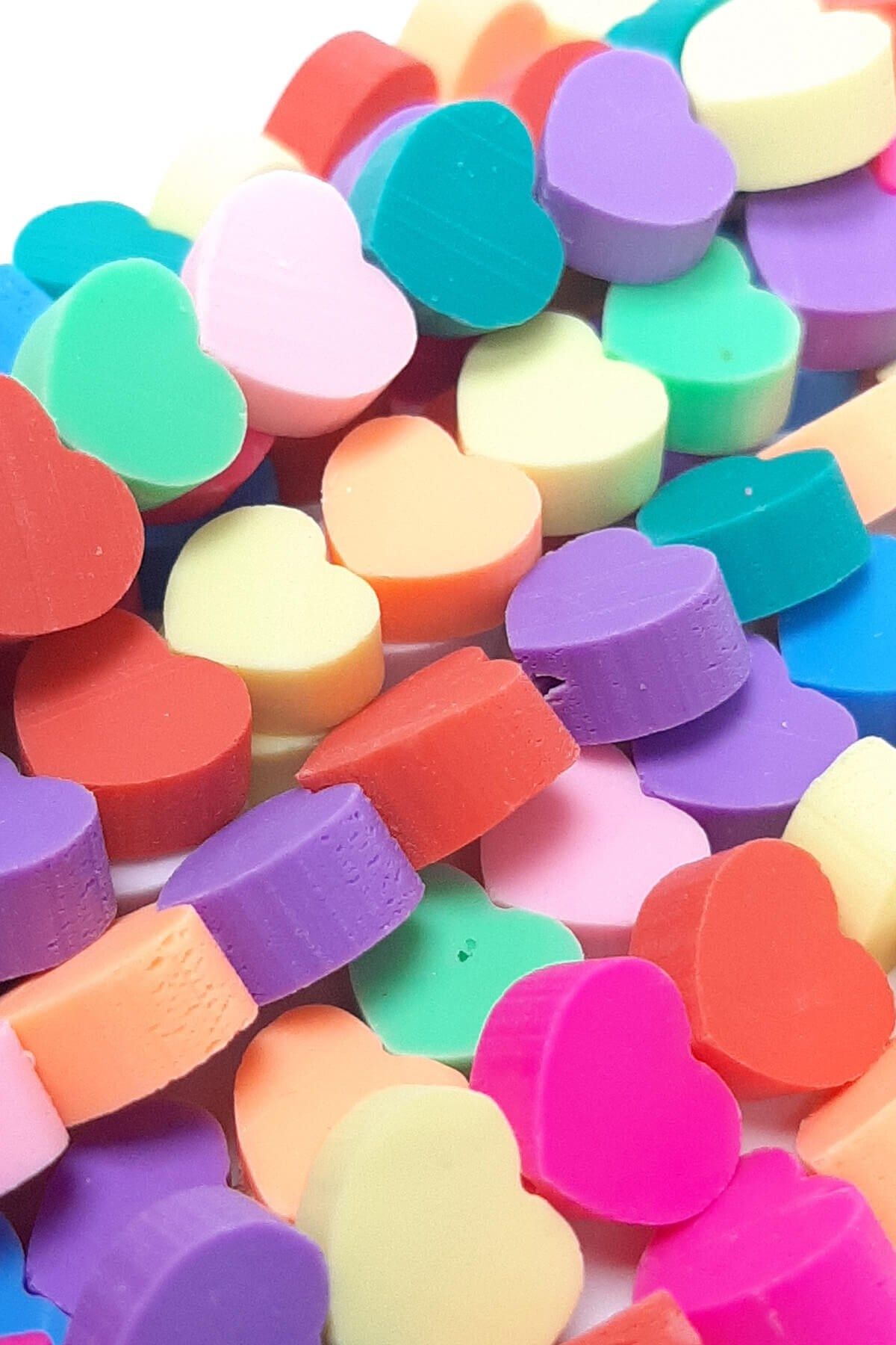 Hayalperest boncuk-Solid Color Heart Model Fimo Dough Bead 2