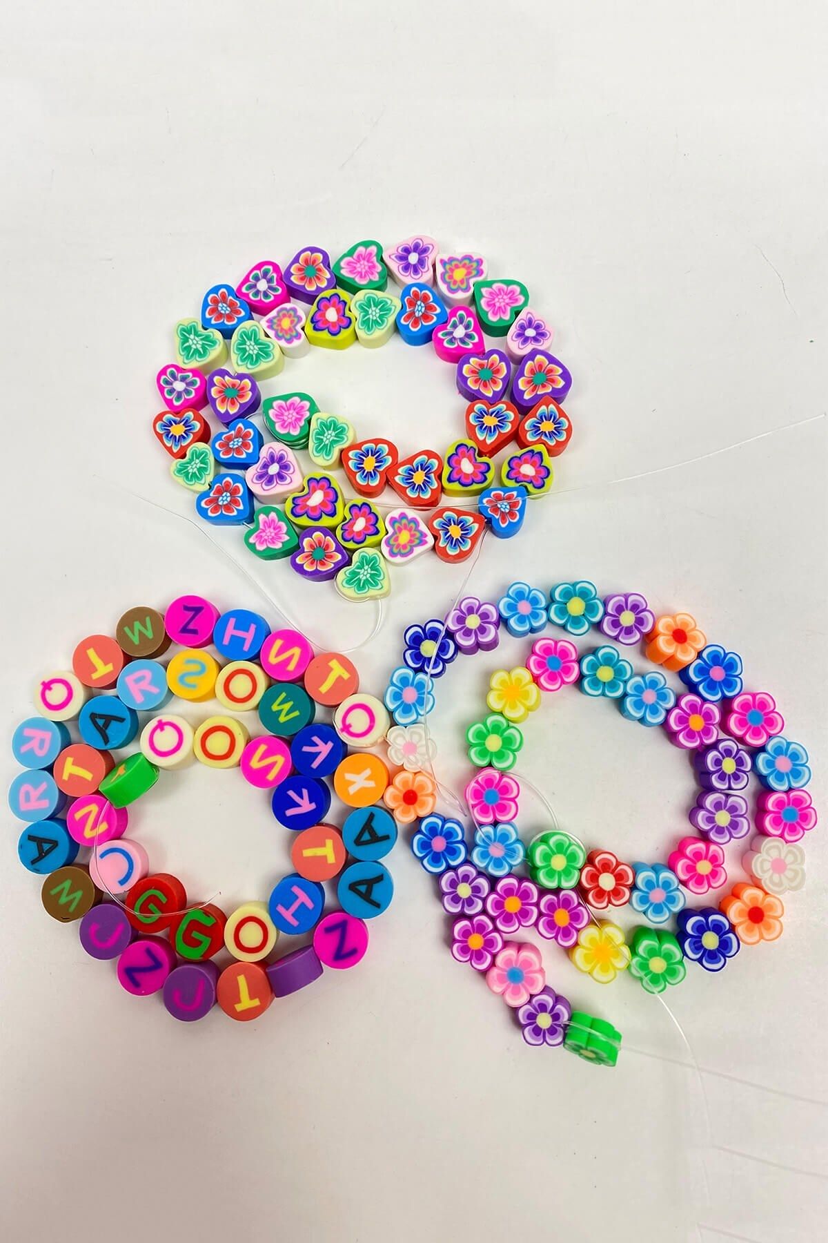 Hayalperest boncuk-Figure Patterned Fimo Bead Set 3 Strings 3