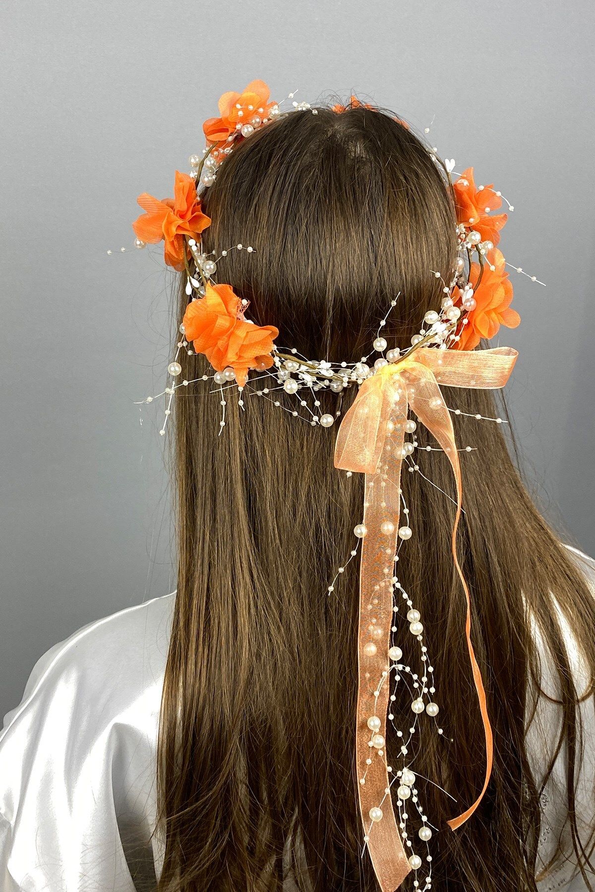 Hayalperest boncuk-Orange Laser Floral Special Design Bridesmaid Crown 3