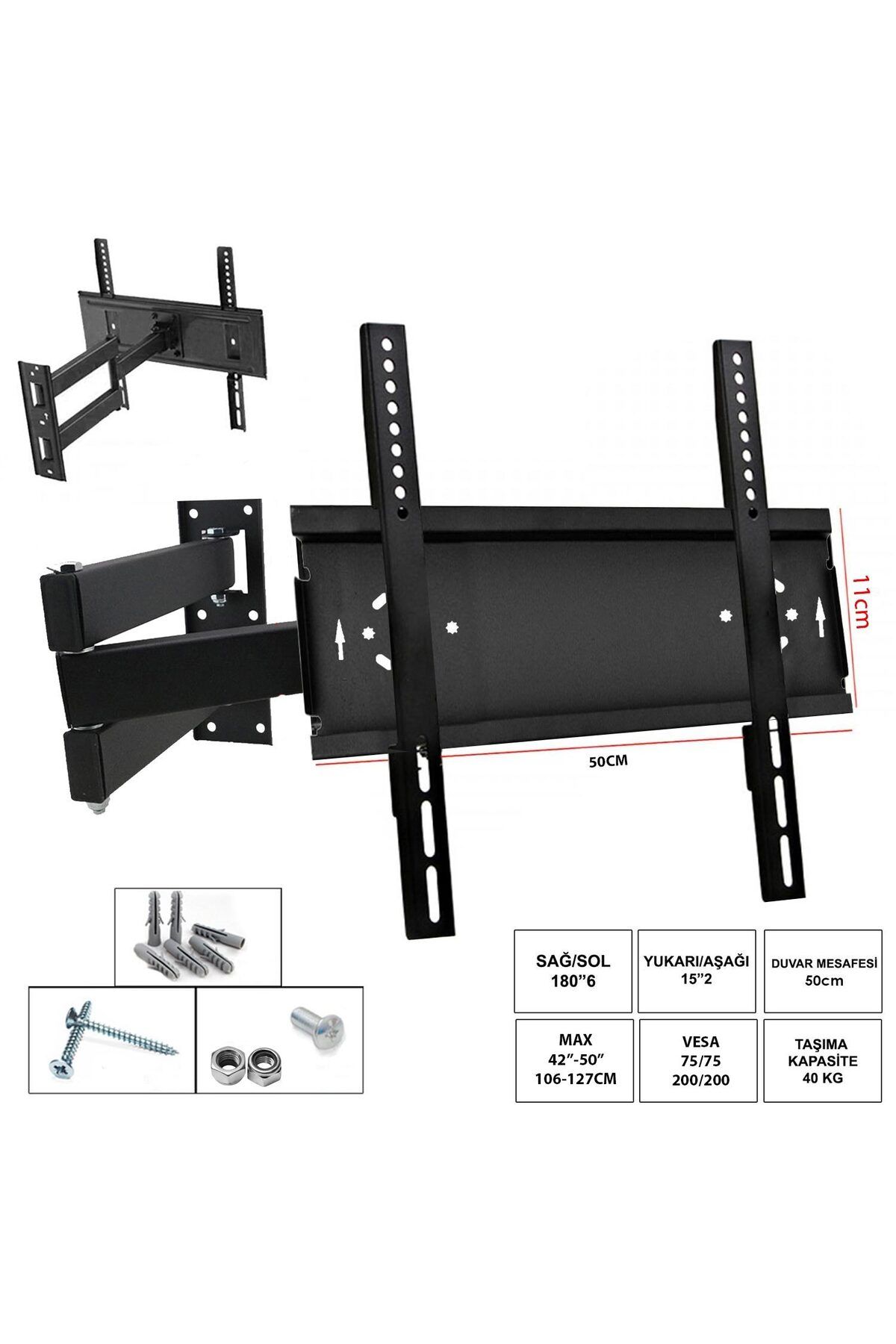 ShopZum -5011H Lcd Askı Aparatı Hareketli 3 Kol Cur 42-50 İNç 106-127Cm