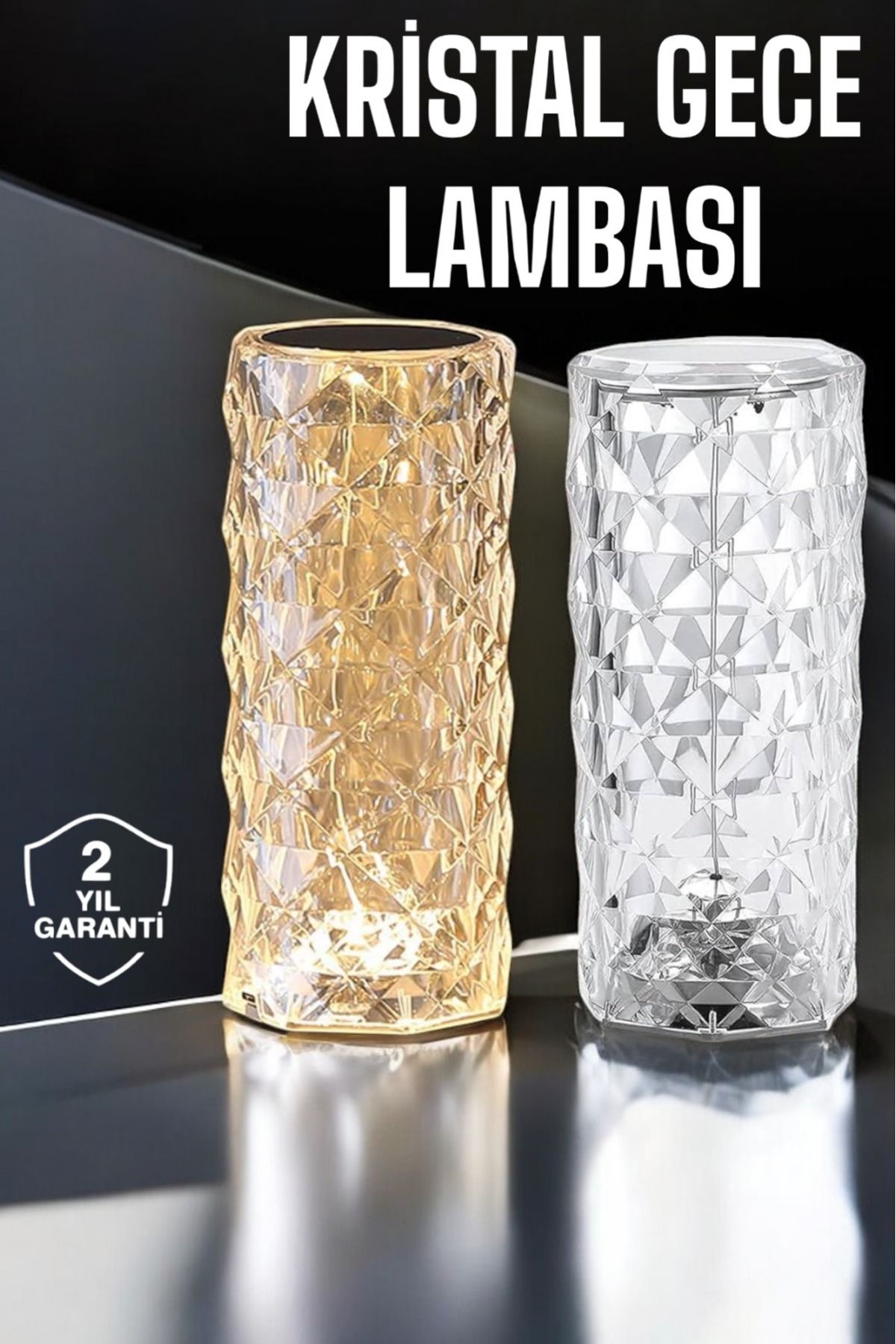 KeşifHOME Gece Lambası Kristal Lamba Dokunmatik Şarjlı Hediyelik