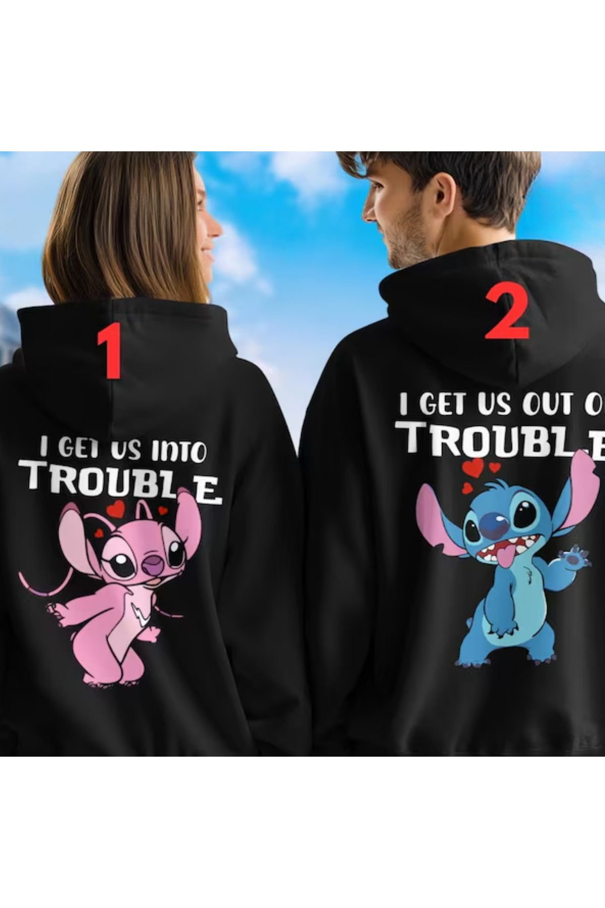 Cakkey 14 Şubat Sevgililer Günü Couple Çift Baskılı Rahat Kalıp Sweatshirt