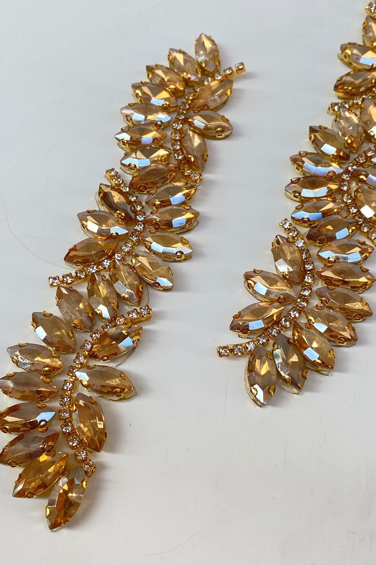 Hayalperest boncuk-Απλίκα σιδήρου Waterway Motif Shiny Stone Honey Color 3