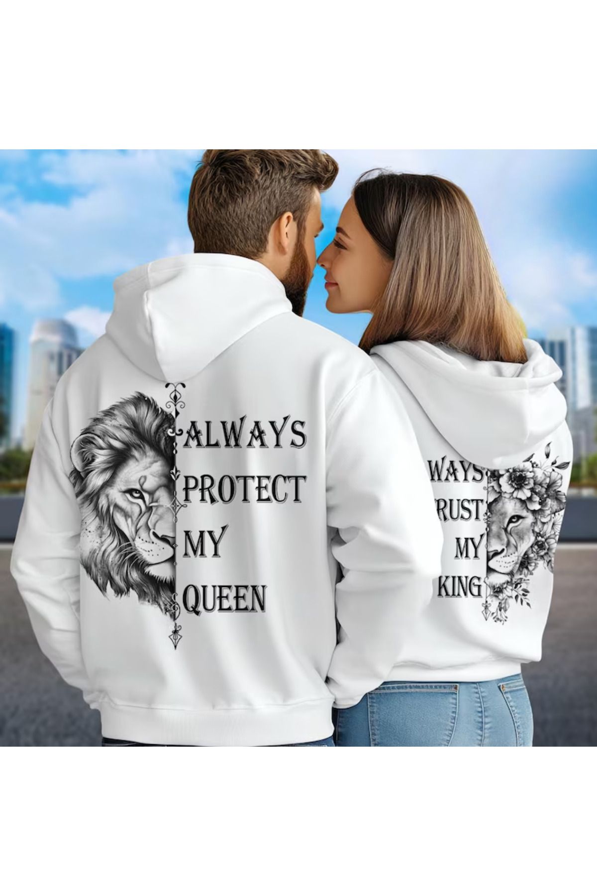 Shoprise 14 Şubat Sevgililer Günü Couple Çift Baskılı Rahat Kalıp Sweatshirt