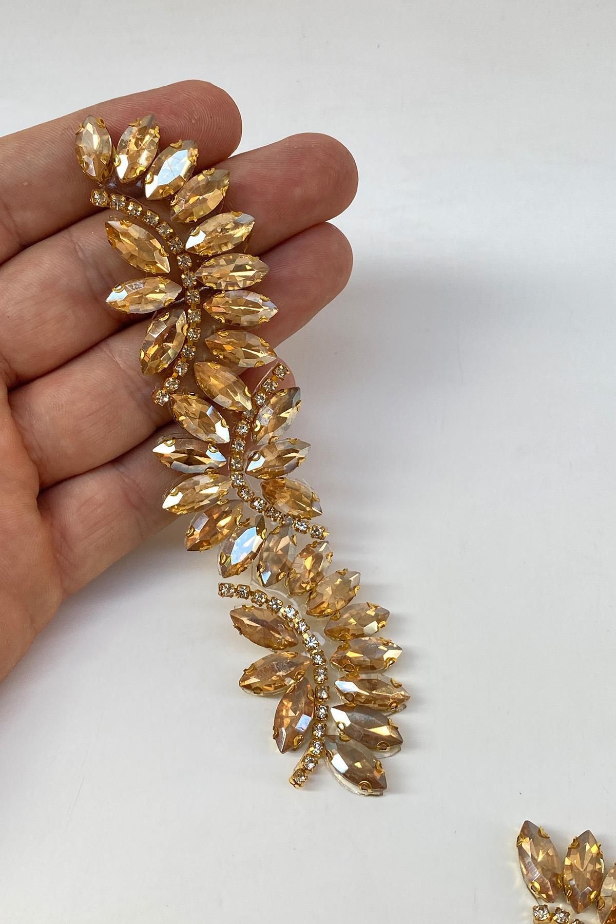Hayalperest boncuk-Απλίκα σιδήρου Waterway Motif Shiny Stone Honey Color 2