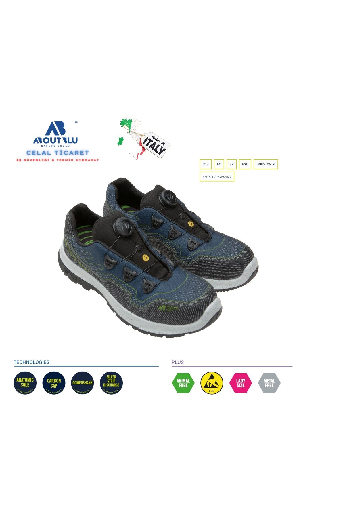 ABOUTBLU Twister Navy Low S3 S İş Güvenliği Ayakkabısı