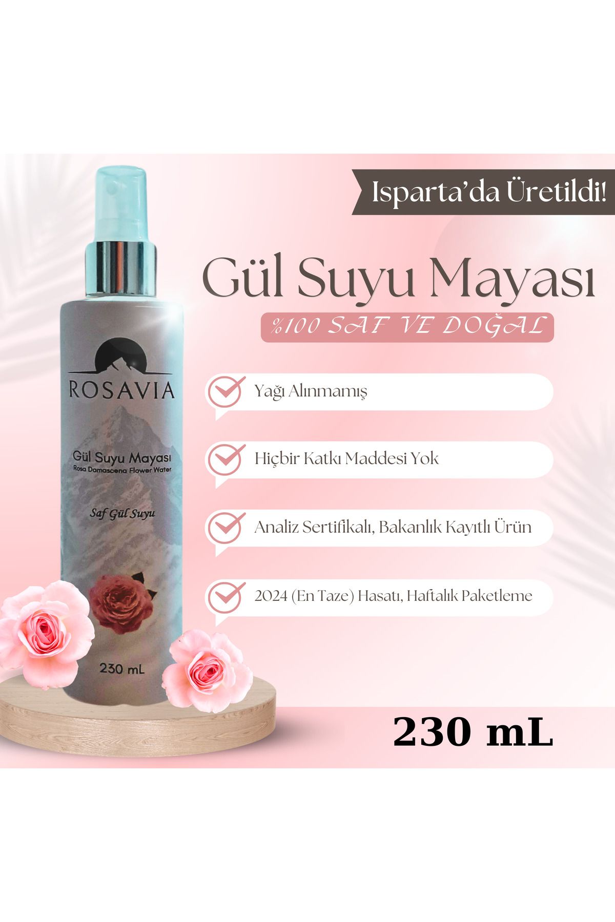 Rosavia %100 Doğal Ve Saf Gül Suyu Mayası (analiz Sertifikalı) (gül Yağlı)