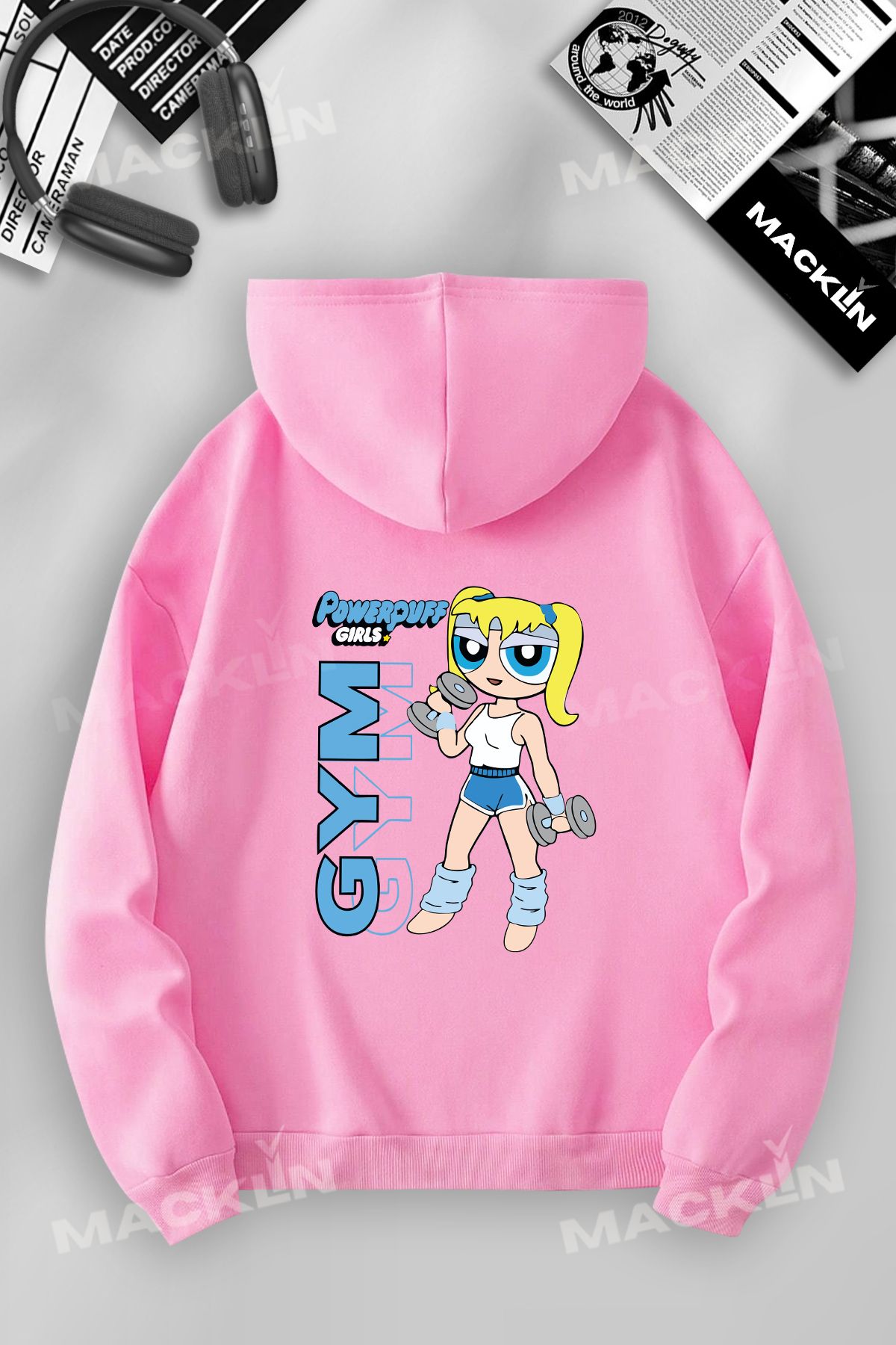 macklin PowerPuff Girls GYM Baskılı Özel Tasarım Baskılı Kapşonlu Sweatshirt