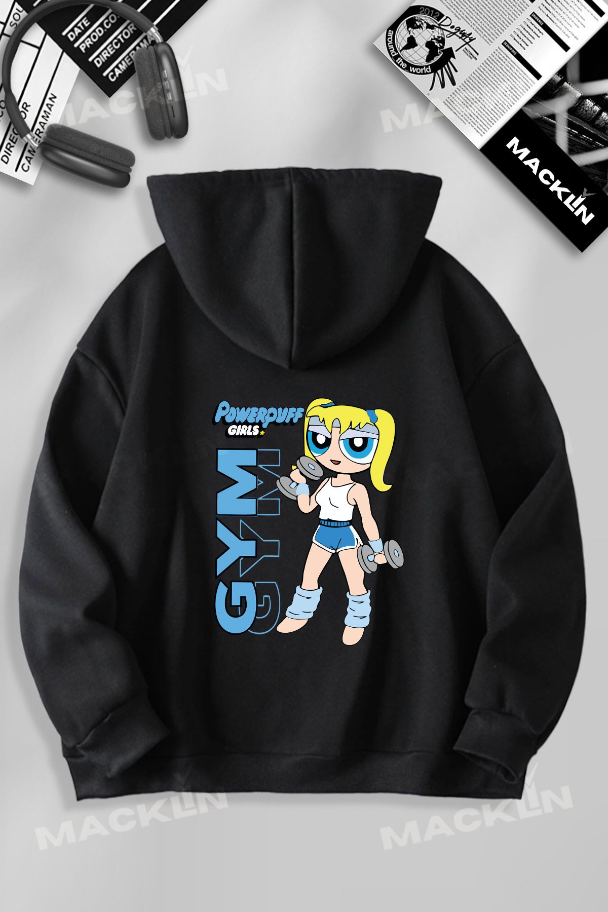 macklin PowerPuff Girls GYM Baskılı Özel Tasarım Baskılı Kapşonlu Sweatshirt