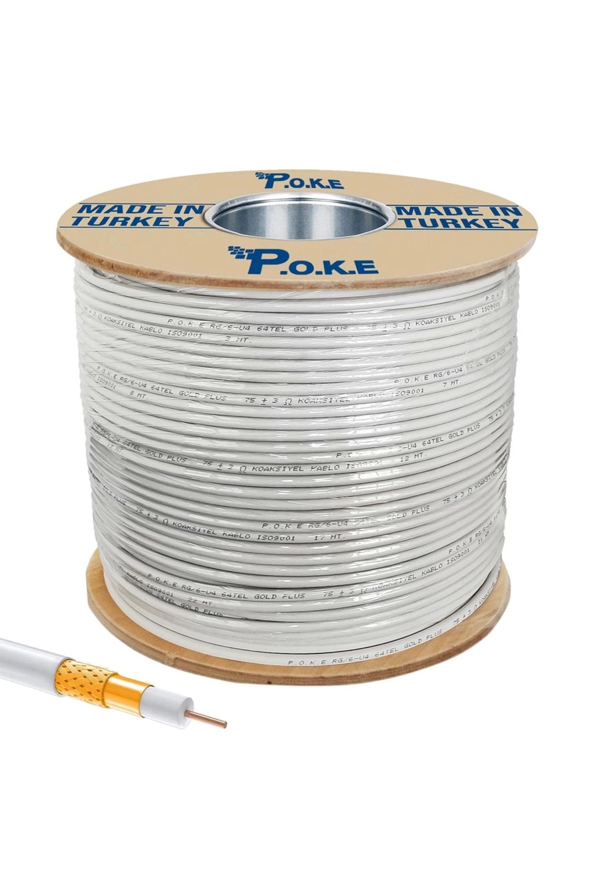 Poke Anten Kablosu Gold RG6 U4 64 Tel 500 Metre