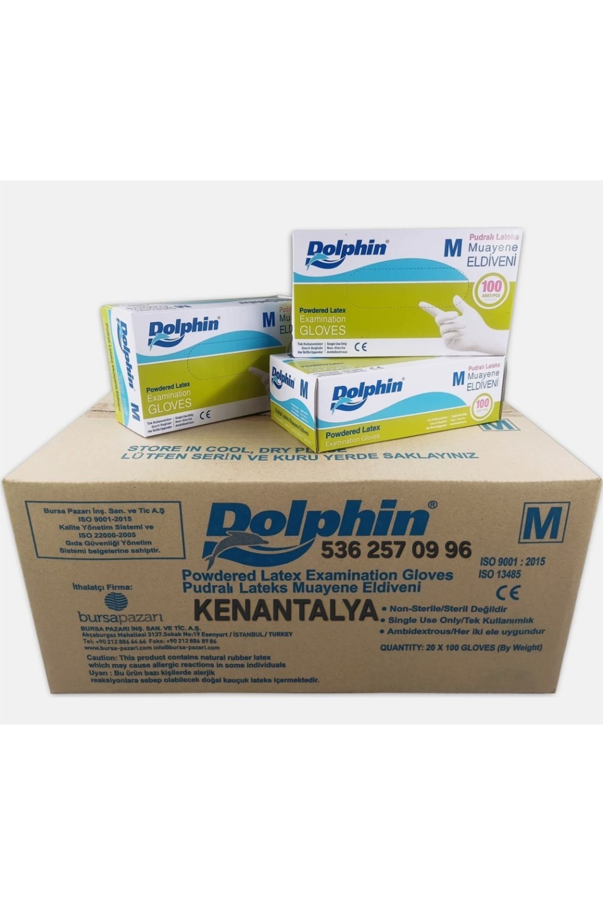 Dolphin Lateks pudralı eldiven (M) 20 paket