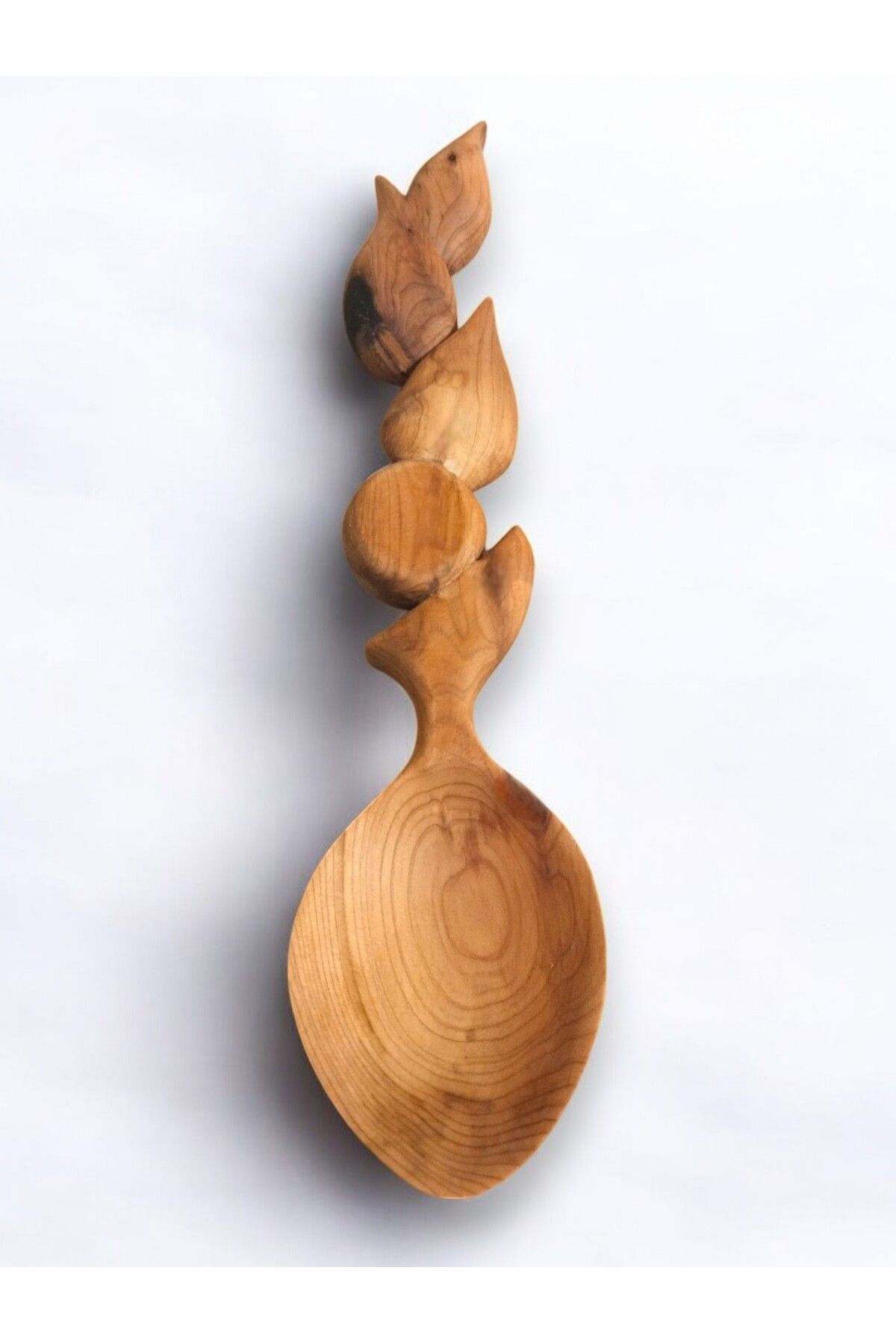 WOOD CARVING HUB El Yapımı Ardıç Ağacından 27 cm Ahşap Kaşık Sunum Kaşığı - Büyük Boy