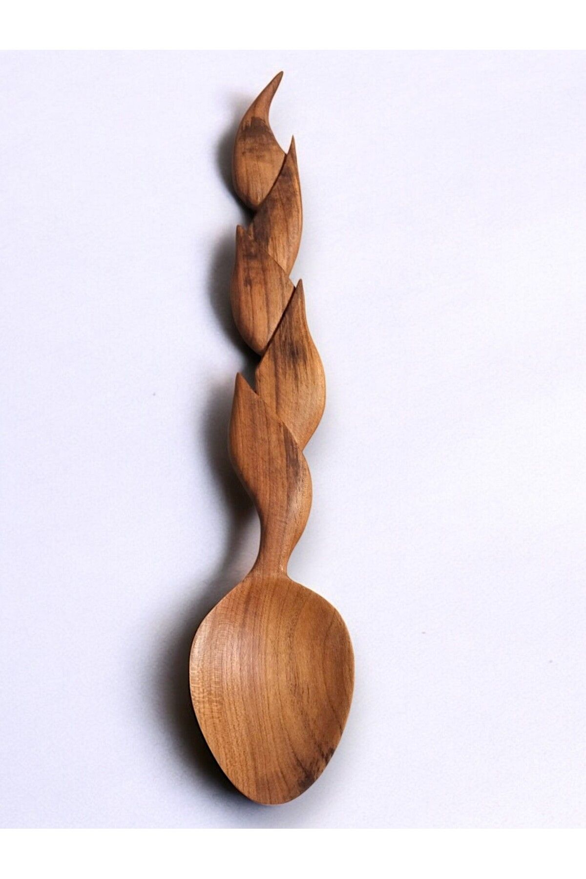 WOOD CARVING HUB El Yapımı Kayısı Ağacından 32 cm Ahşap Kaşık Sunum Kaşığı - Büyük Boy